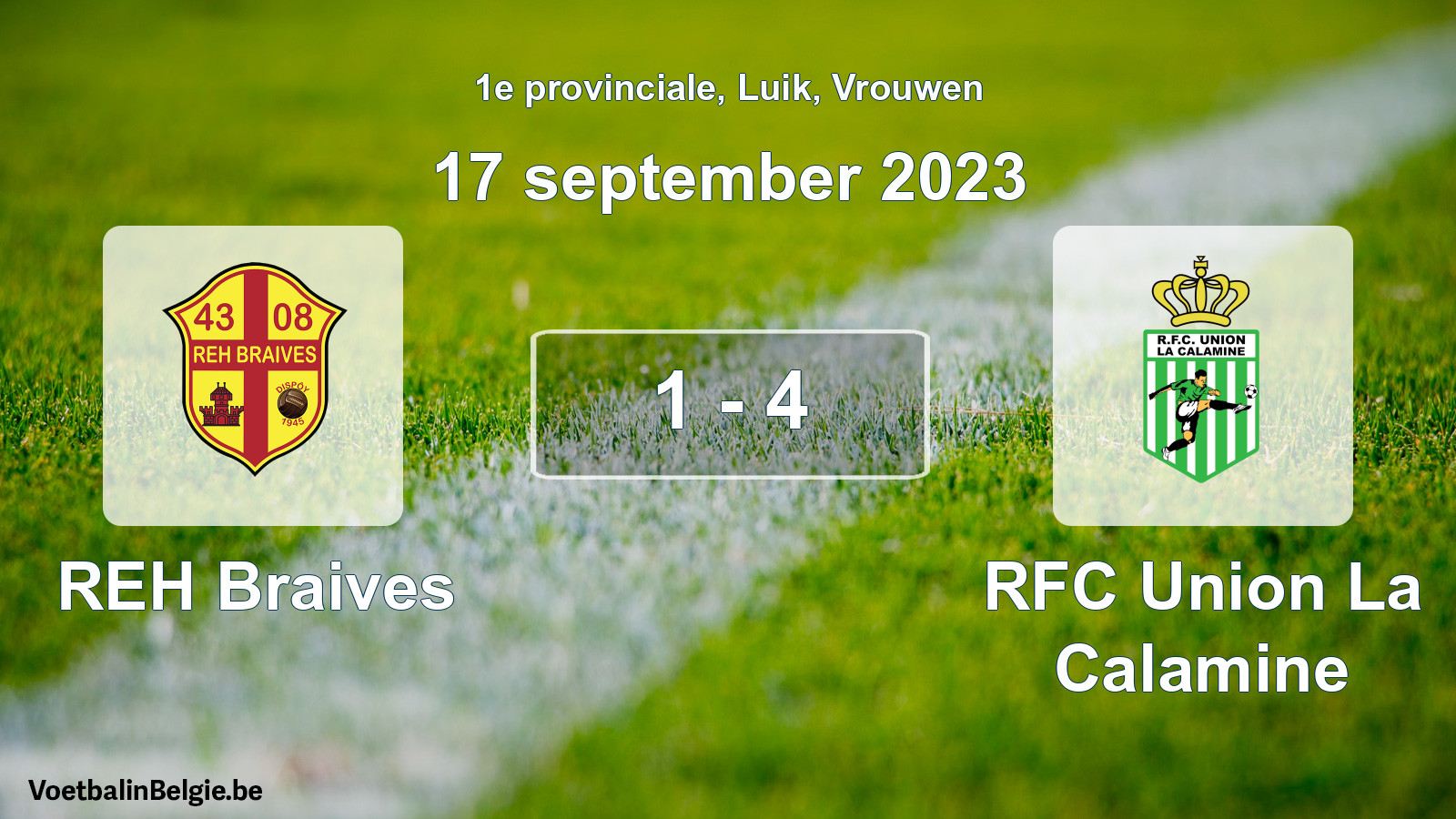 Gespeelde wedstrijd vrouwenvoetbal: REH Braives - RFC Union La Calamine 1 - 4 (17 september 2023)