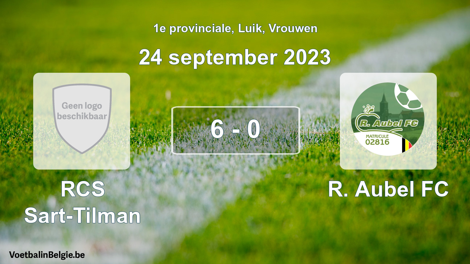 Gespeelde wedstrijd vrouwenvoetbal: RCS Sart-Tilman - R. Aubel FC 6 - 0 (24 september 2023)