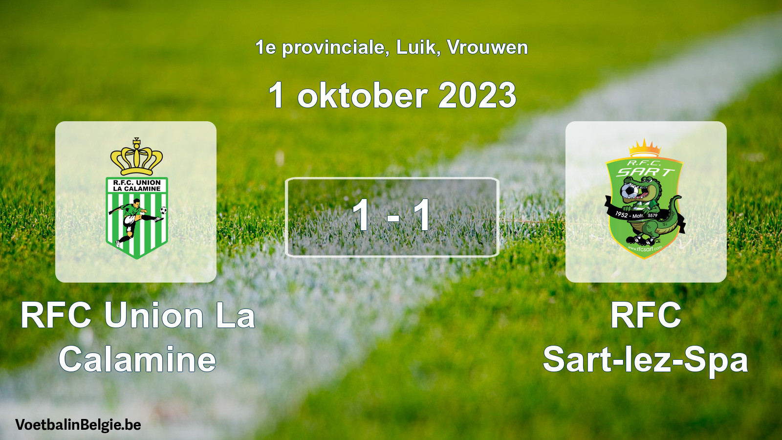 Gespeelde wedstrijd vrouwenvoetbal: RFC Union La Calamine - RFC Sart-lez-Spa 1 - 1 (1 oktober 2023)