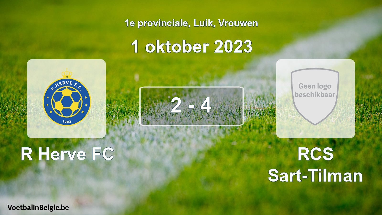 Gespeelde wedstrijd vrouwenvoetbal: R Herve FC - RCS Sart-Tilman 2 - 4 (1 oktober 2023)