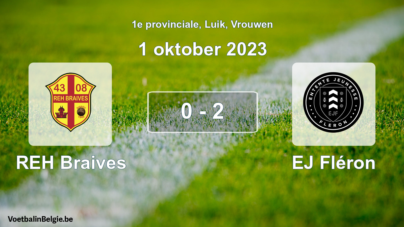 Gespeelde wedstrijd vrouwenvoetbal: REH Braives - EJ Fléron 0 - 2 (1 oktober 2023)