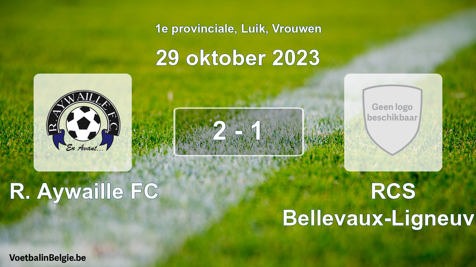Gespeelde wedstrijd vrouwenvoetbal: R. Aywaille FC - RCS Bellevaux-Ligneuville 2 - 1 (29 oktober 2023)