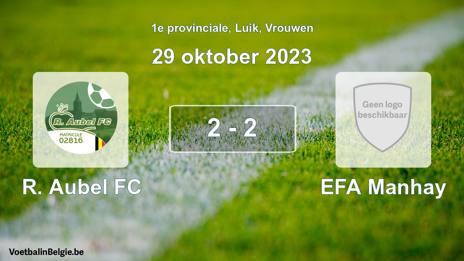 Gespeelde wedstrijd vrouwenvoetbal: R. Aubel FC - EFA Manhay 2 - 2 (29 oktober 2023)