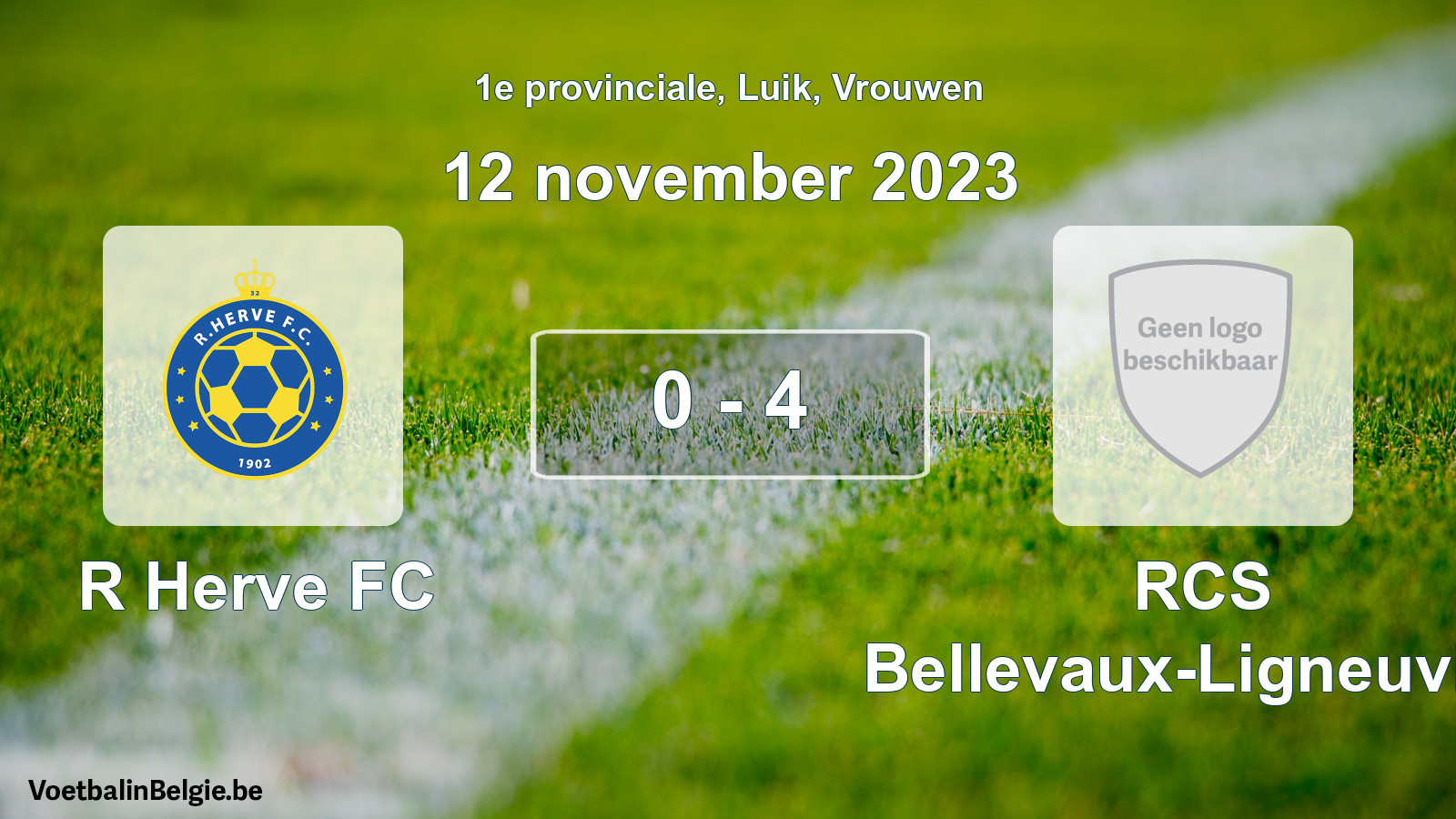 Gespeelde wedstrijd vrouwenvoetbal: R Herve FC - RCS Bellevaux-Ligneuville 0 - 4 (12 november 2023)
