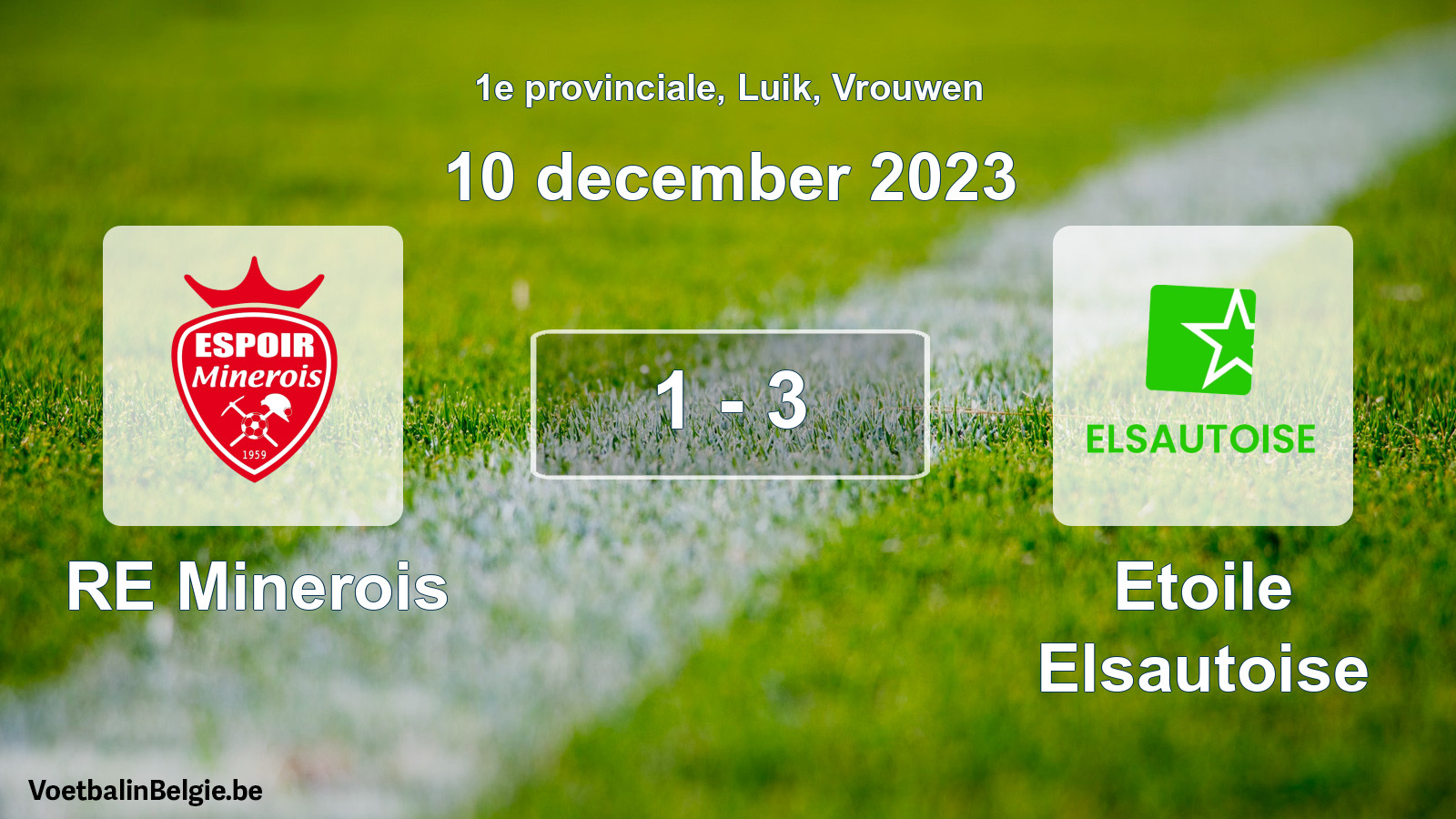 Gespeelde wedstrijd vrouwenvoetbal: RE Minerois - Etoile Elsautoise 1 - 3 (10 december 2023)