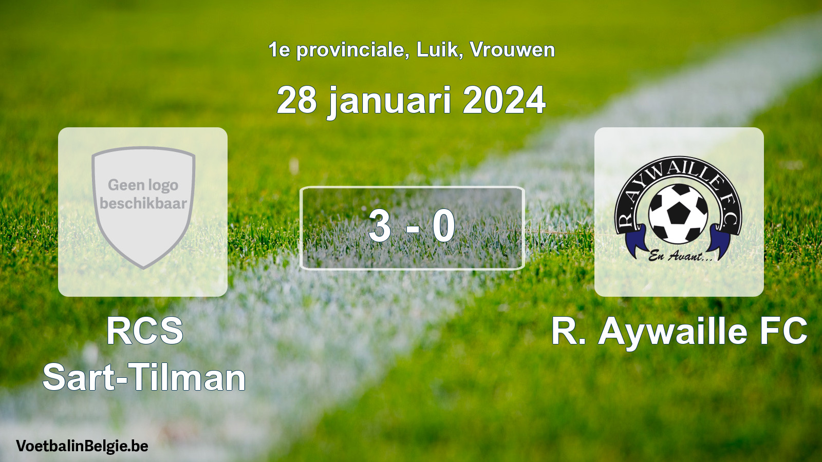 Gespeelde wedstrijd vrouwenvoetbal: RCS Sart-Tilman - R. Aywaille FC 3 - 0 (28 januari 2024)