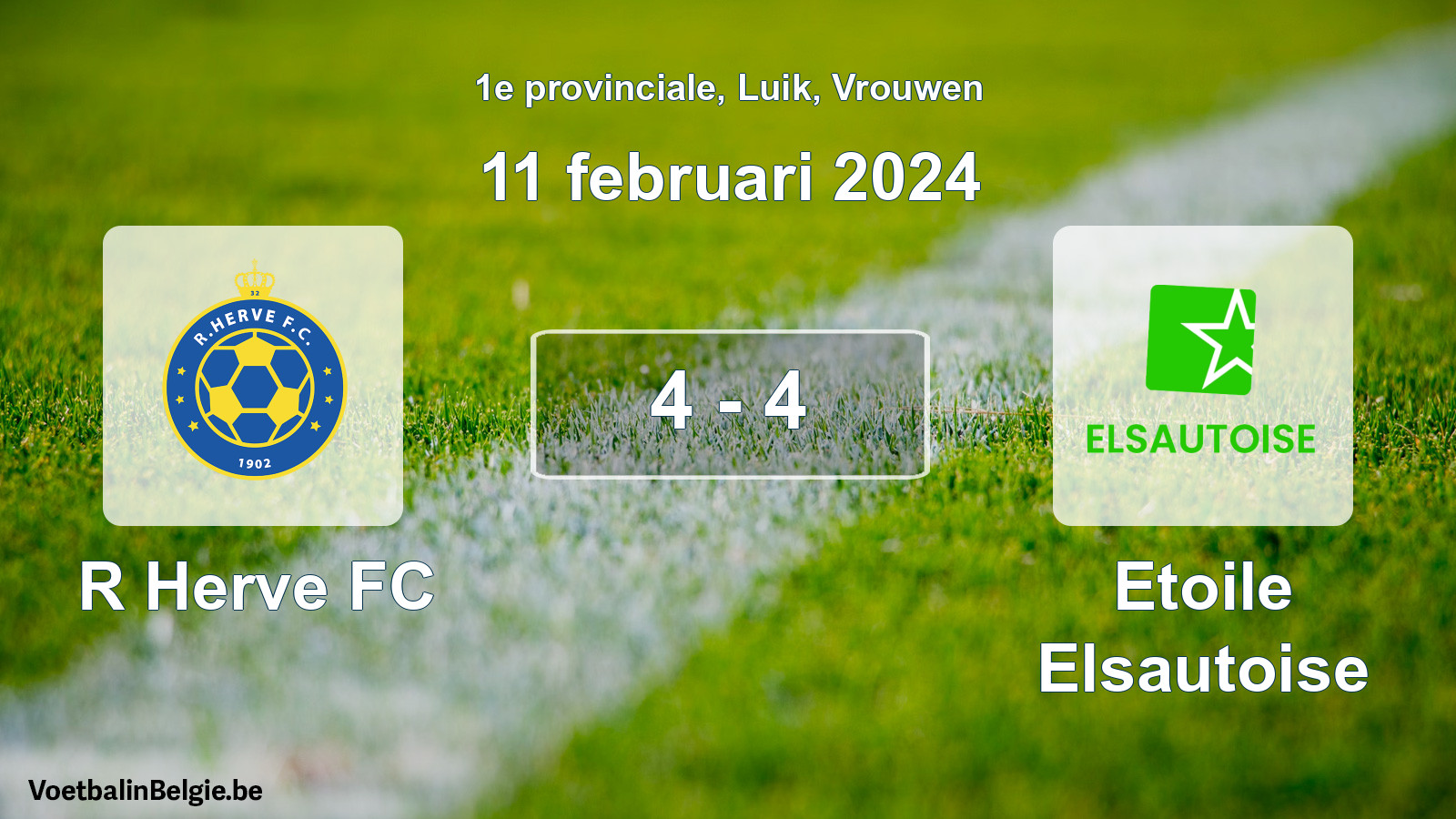 Gespeelde wedstrijd vrouwenvoetbal: R Herve FC - Etoile Elsautoise 4 - 4 (11 februari 2024)