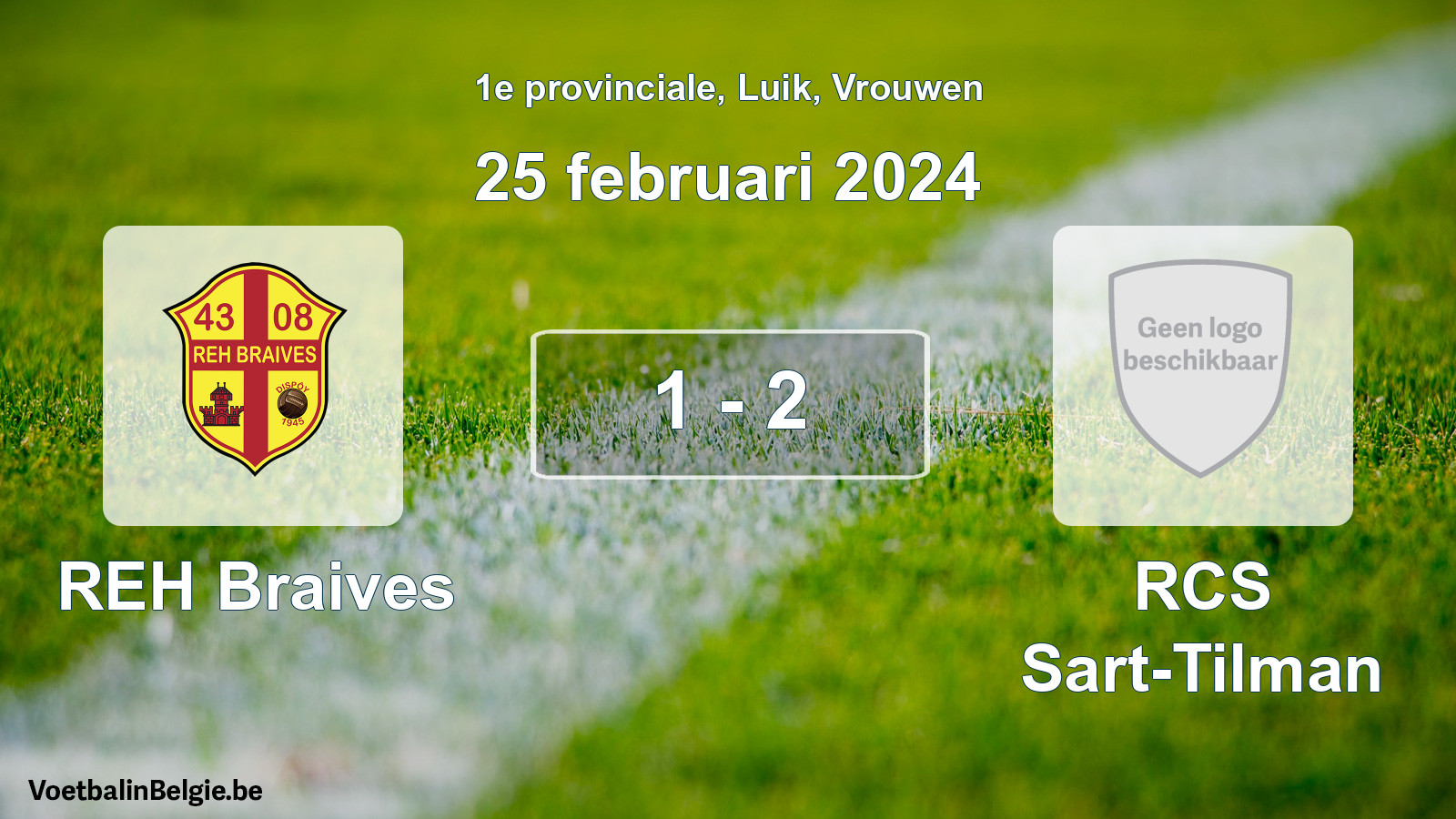 Gespeelde wedstrijd vrouwenvoetbal: REH Braives - RCS Sart-Tilman 1 - 2 (25 februari 2024)