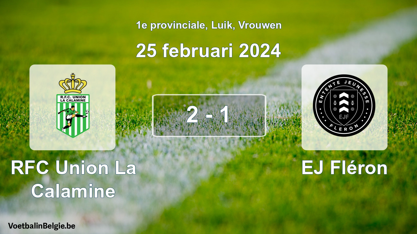 Gespeelde wedstrijd vrouwenvoetbal: RFC Union La Calamine - EJ Fléron 2 - 1 (25 februari 2024)