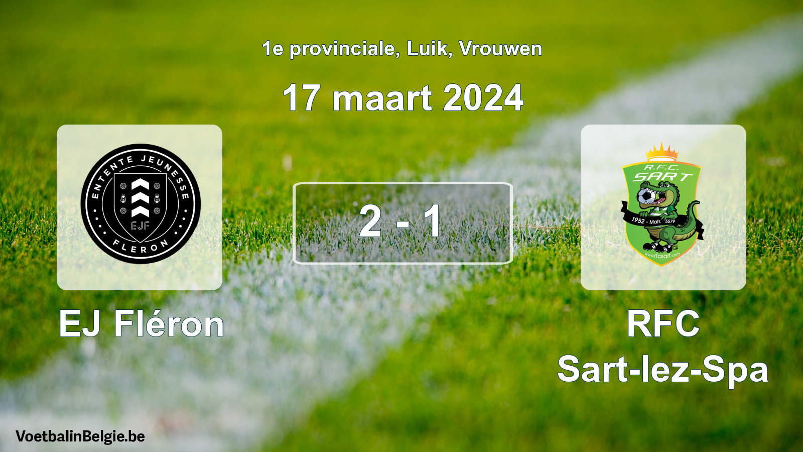 Gespeelde wedstrijd vrouwenvoetbal: EJ Fléron - RFC Sart-lez-Spa 2 - 1 (17 maart 2024)