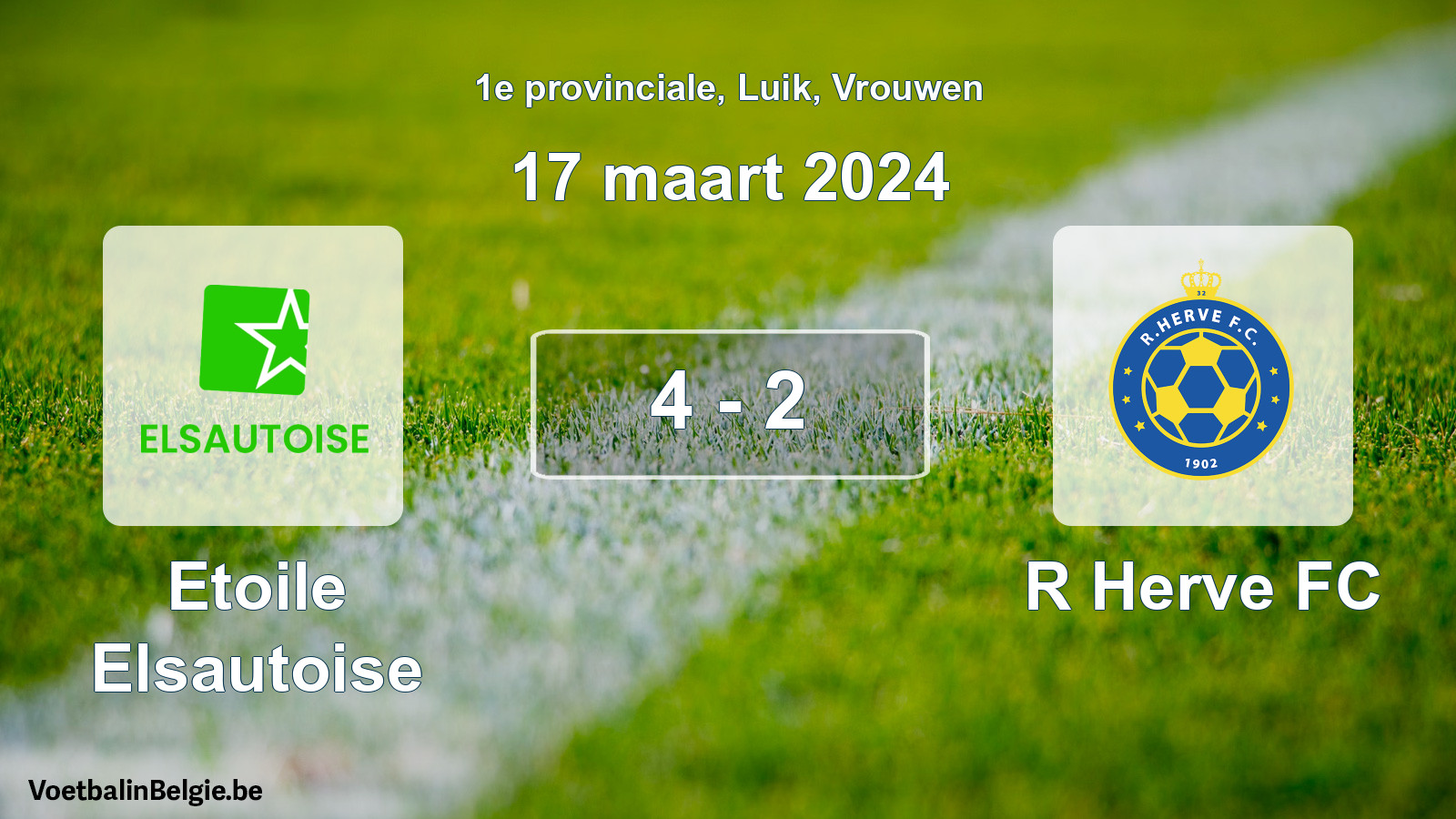 Gespeelde wedstrijd vrouwenvoetbal: Etoile Elsautoise - R Herve FC 4 - 2 (17 maart 2024)