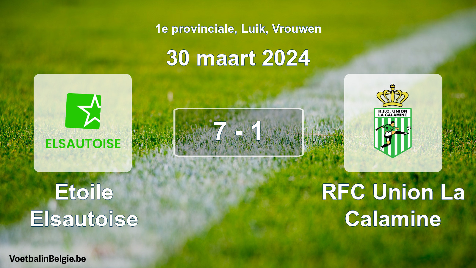 Gespeelde wedstrijd vrouwenvoetbal: Etoile Elsautoise - RFC Union La Calamine 7 - 1 (30 maart 2024)