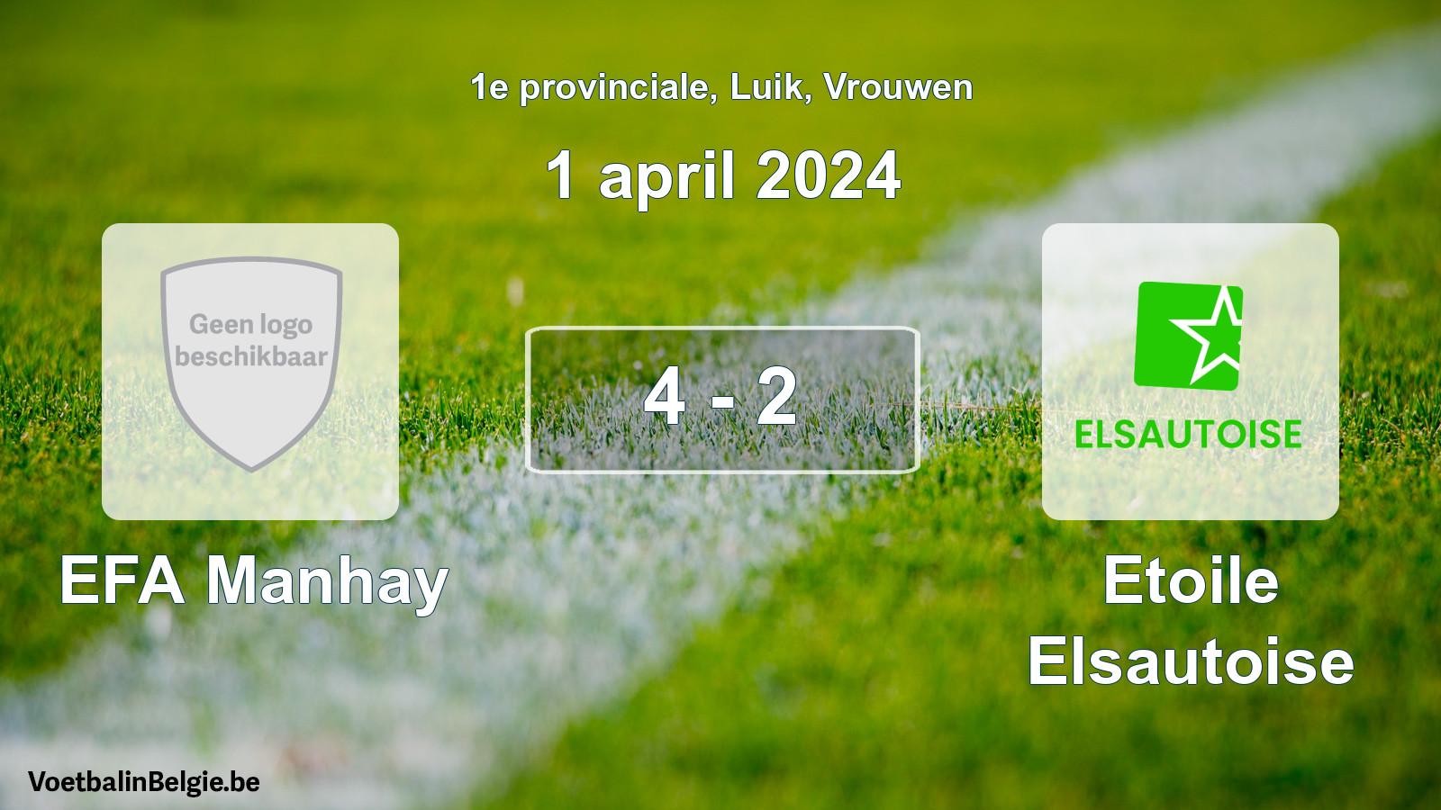 Gespeelde wedstrijd vrouwenvoetbal: EFA Manhay - Etoile Elsautoise 4 - 2 (1 april 2024)