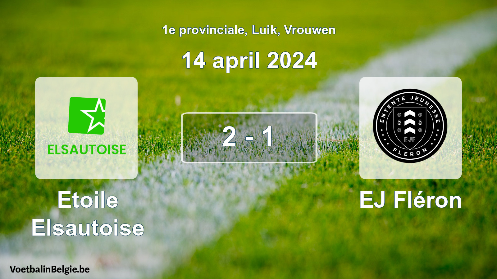 Gespeelde wedstrijd vrouwenvoetbal: Etoile Elsautoise - EJ Fléron 2 - 1 (14 april 2024)