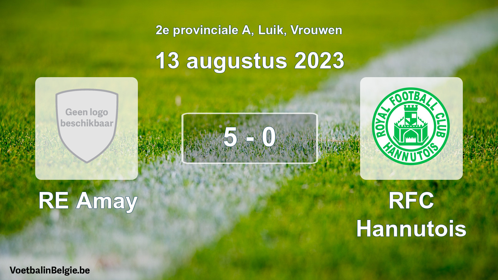 Gespeelde wedstrijd vrouwenvoetbal: RE Amay - RFC Hannutois 5 - 0 (13 augustus 2023)