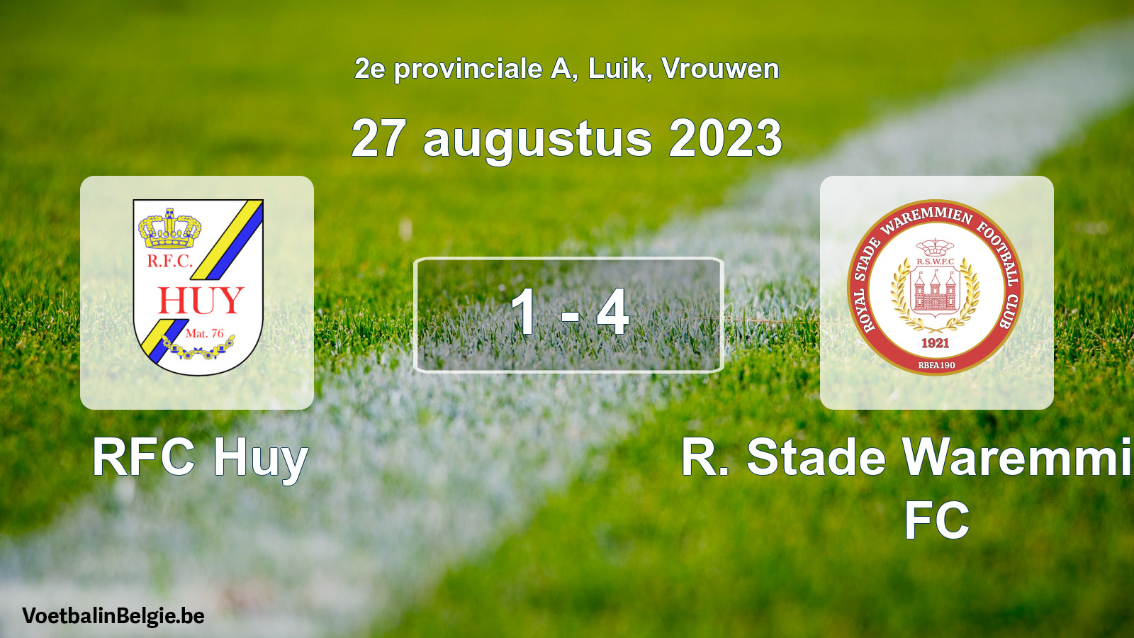 Gespeelde wedstrijd vrouwenvoetbal: RFC Huy - R. Stade Waremmien FC 1 - 4 (27 augustus 2023)