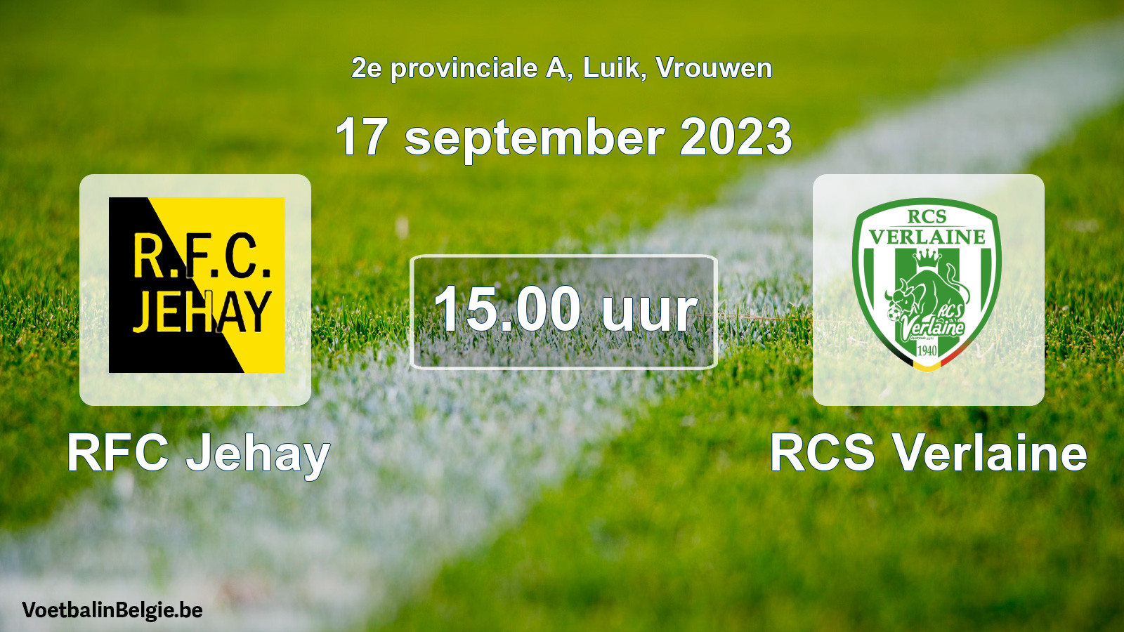Match prévu football femmes: RFC Jehay - RCS Verlaine (17 septembre 2023)