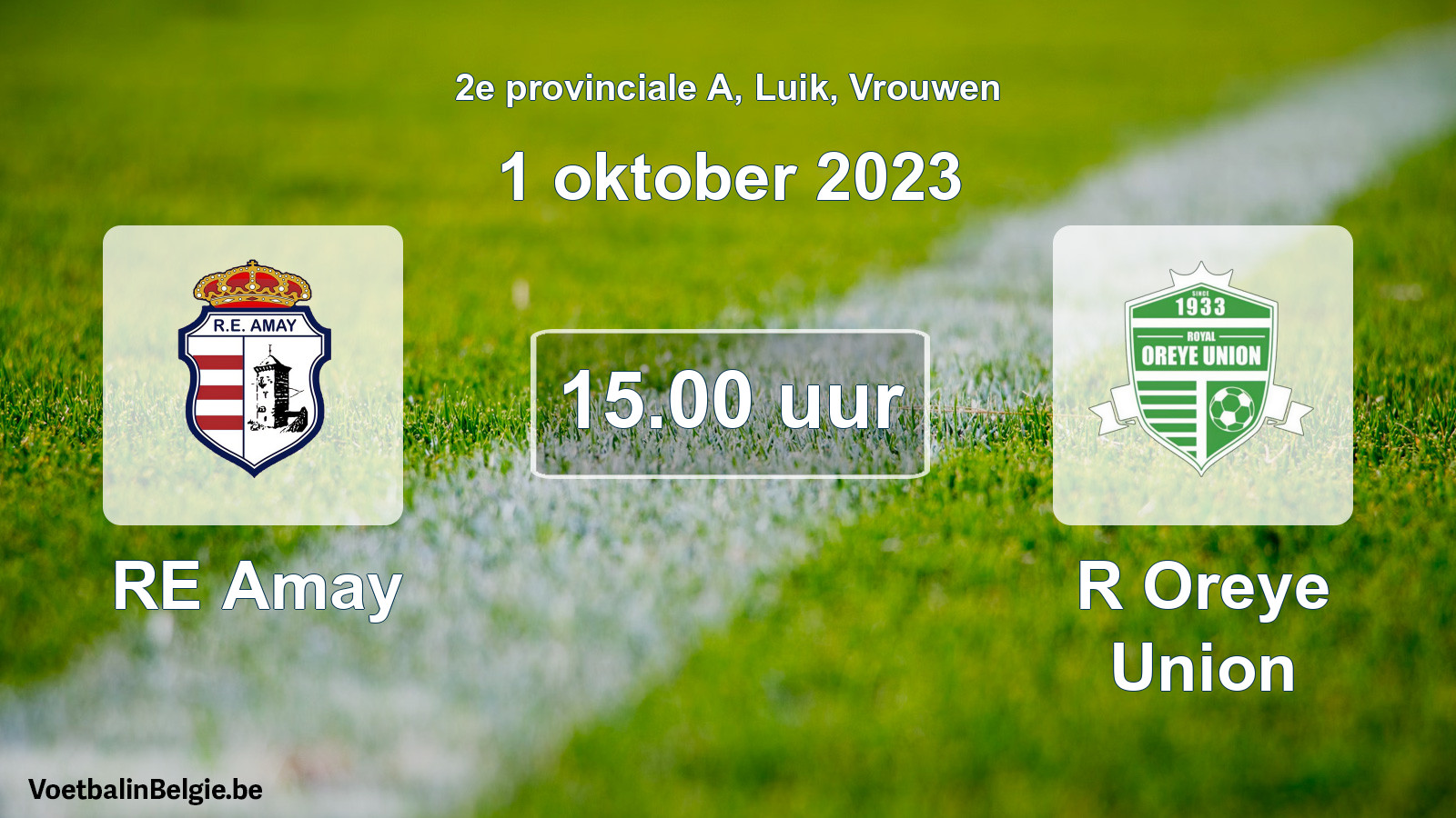 Match prévu football femmes: RE Amay - R Oreye Union (1 octobre 2023)