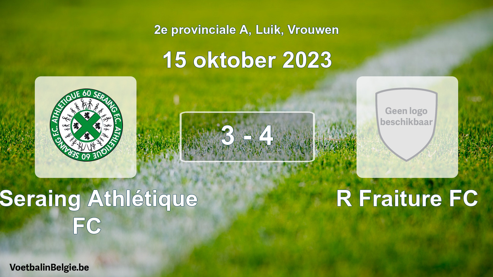 Gespeelde wedstrijd vrouwenvoetbal: R Seraing Athlétique FC - R Fraiture FC 3 - 4 (15 oktober 2023)