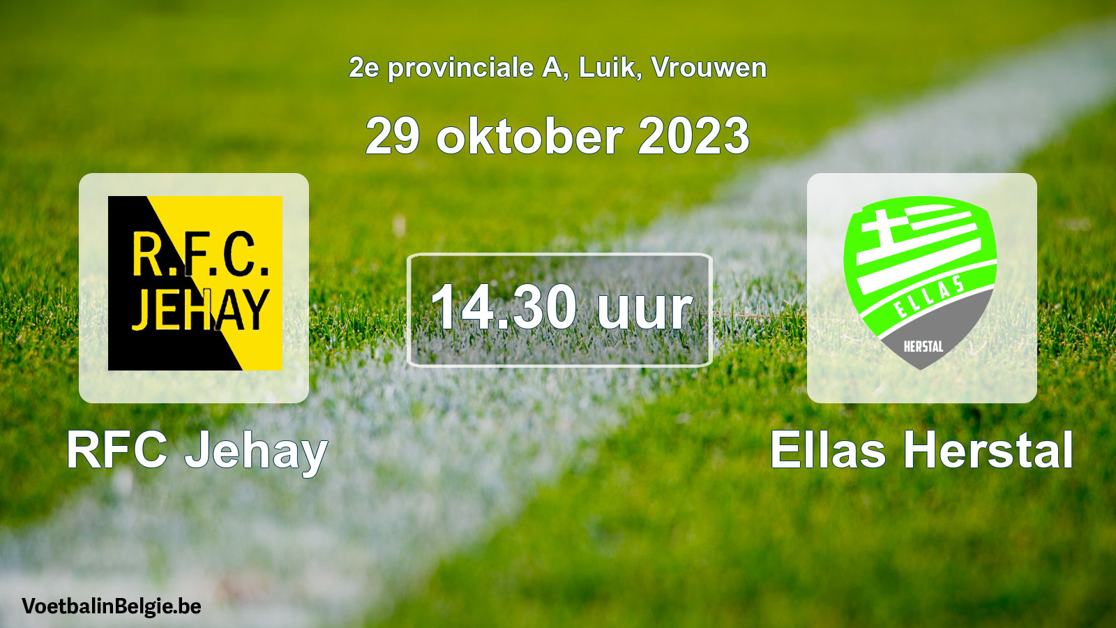 Match prévu football femmes: RFC Jehay - Ellas Herstal (29 octobre 2023)