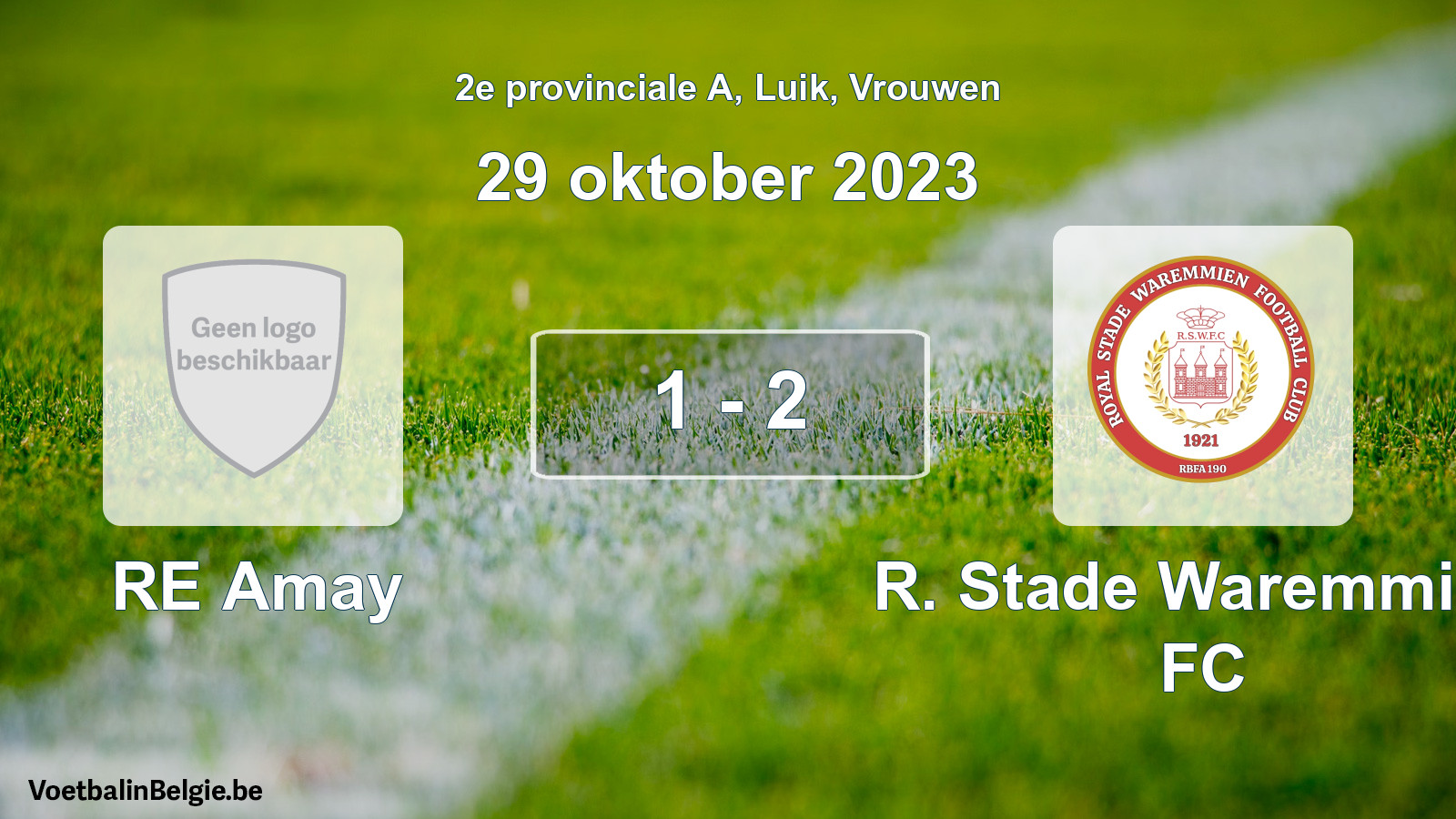 Gespeelde wedstrijd vrouwenvoetbal: RE Amay - R. Stade Waremmien FC 1 - 2 (29 oktober 2023)