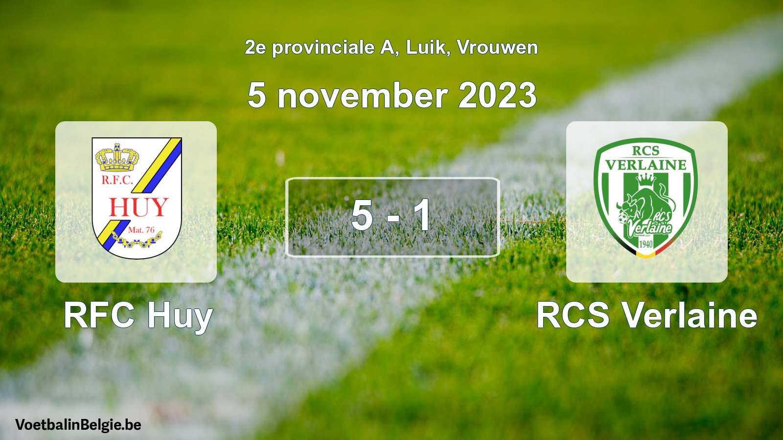Gespeelde wedstrijd vrouwenvoetbal: RFC Huy - RCS Verlaine 5 - 1 (5 november 2023)