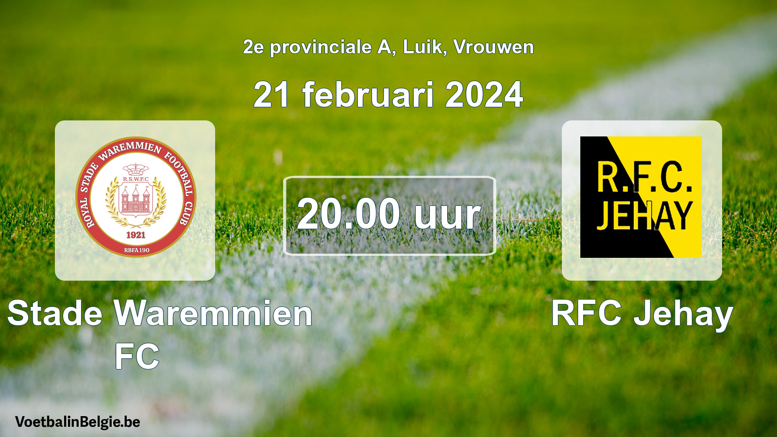 Match prévu football femmes: R. Stade Waremmien FC - RFC Jehay (21 février 2024)