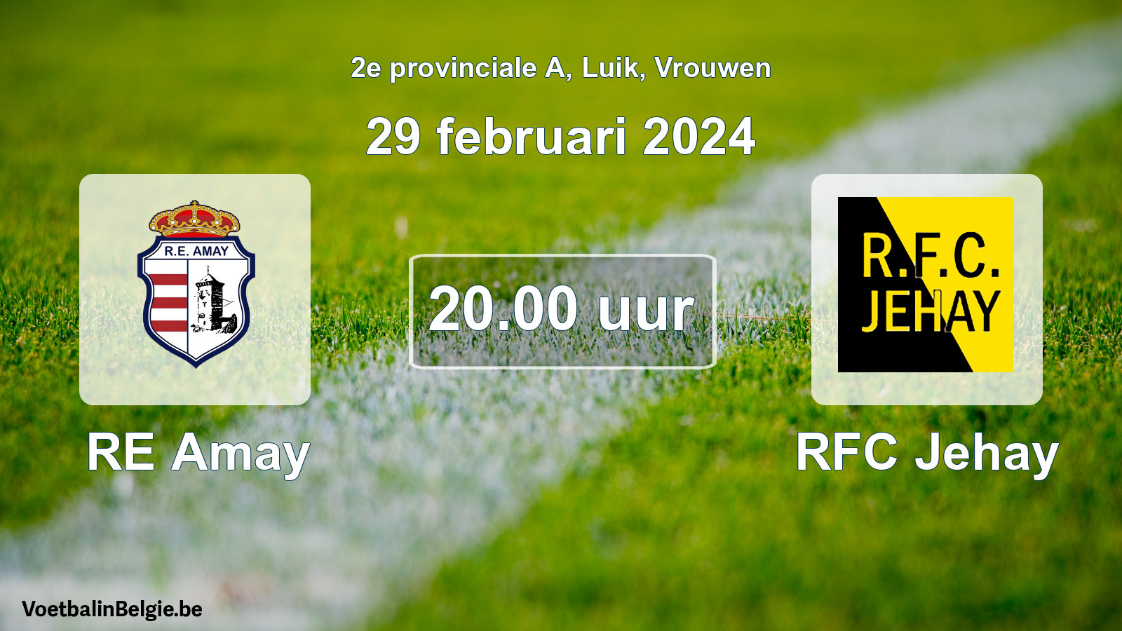 Geplande wedstrijd vrouwenvoetbal: RE Amay - RFC Jehay (29 februari 2024)
