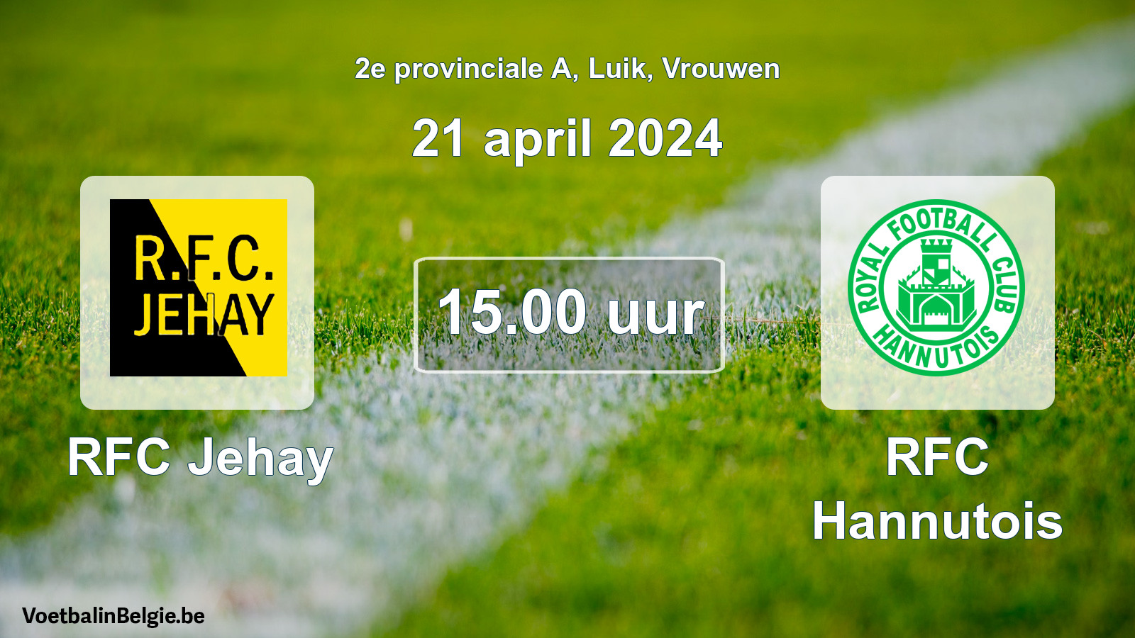 Geplande wedstrijd vrouwenvoetbal: RFC Jehay - RFC Hannutois (21 april 2024)