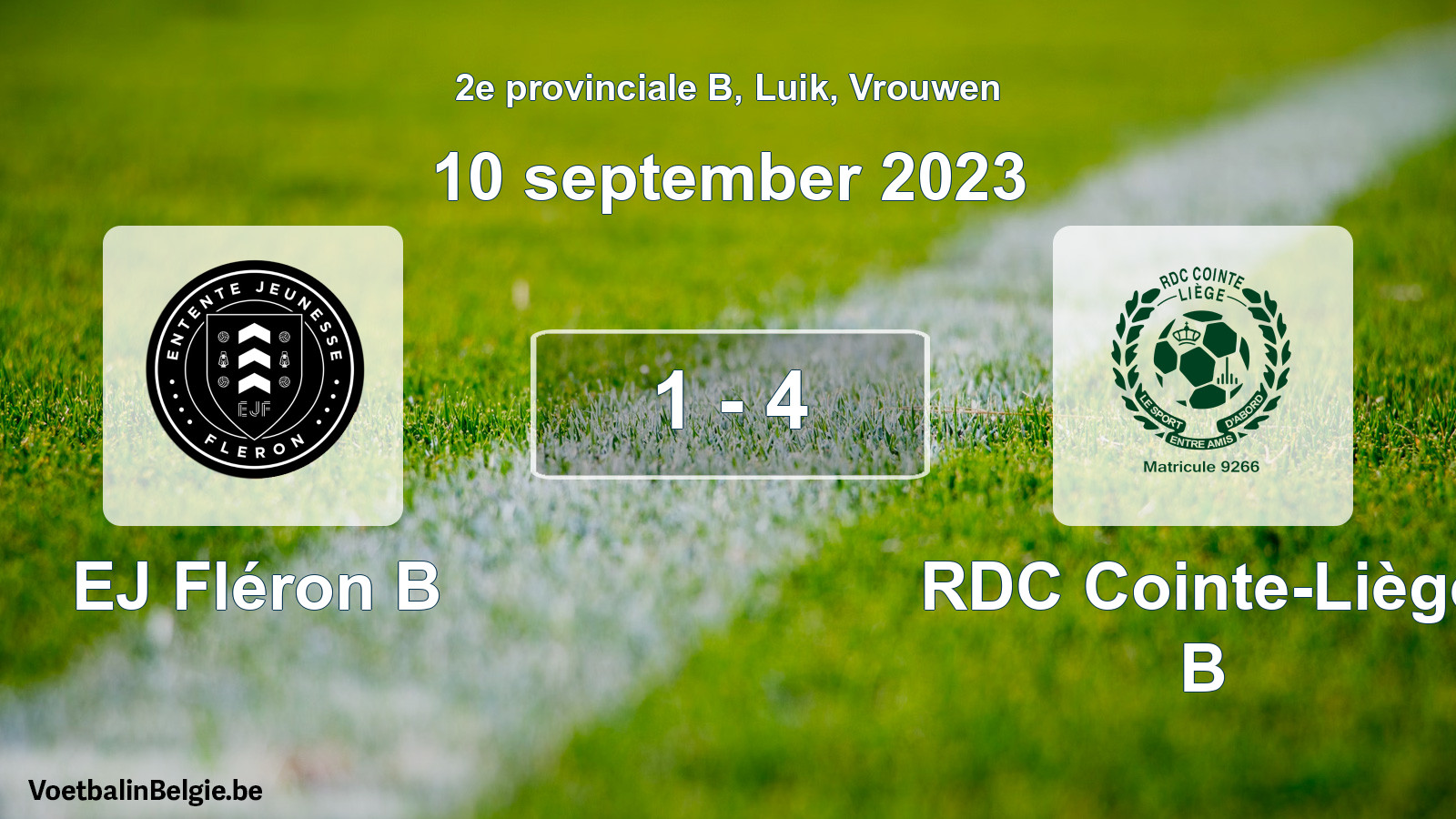 Gespeelde wedstrijd vrouwenvoetbal: EJ Fléron B - RDC Cointe-Liège B 1 - 4 (10 september 2023)