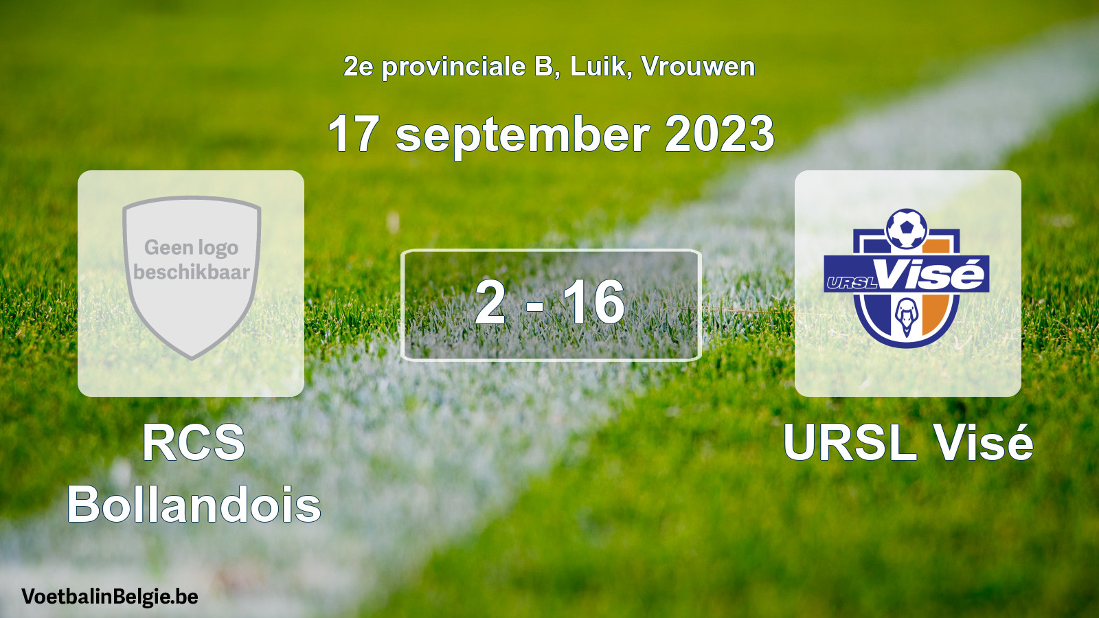 Gespeelde wedstrijd vrouwenvoetbal: RCS Bollandois - URSL Visé 2 - 16 (17 september 2023)