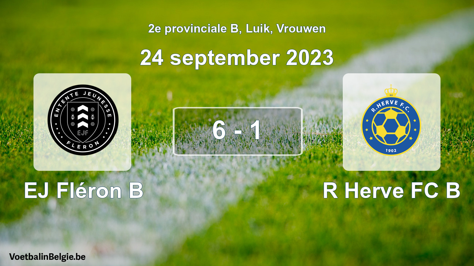 Gespeelde wedstrijd vrouwenvoetbal: EJ Fléron B - R Herve FC B 6 - 1 (24 september 2023)