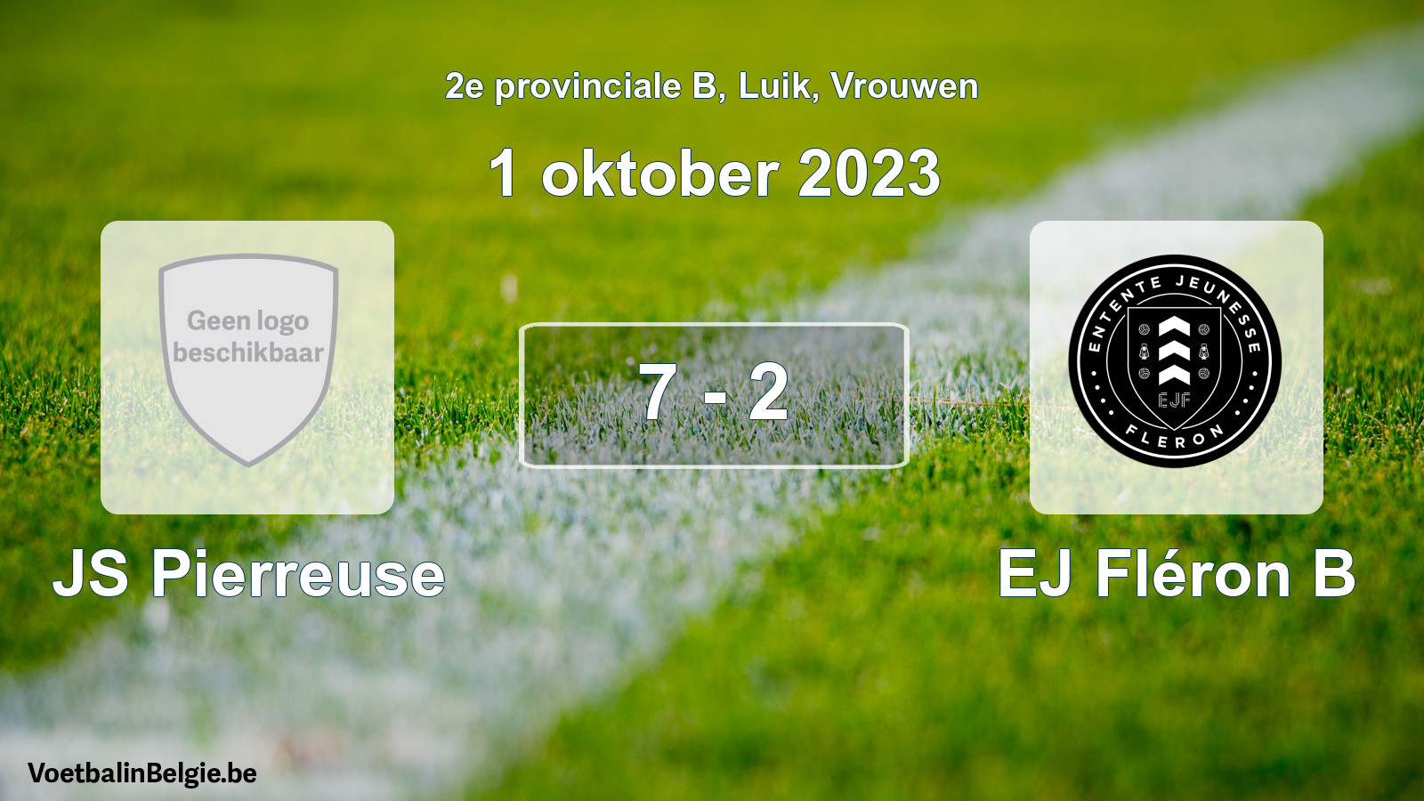 Gespeelde wedstrijd vrouwenvoetbal: JS Pierreuse - EJ Fléron B 7 - 2 (1 oktober 2023)