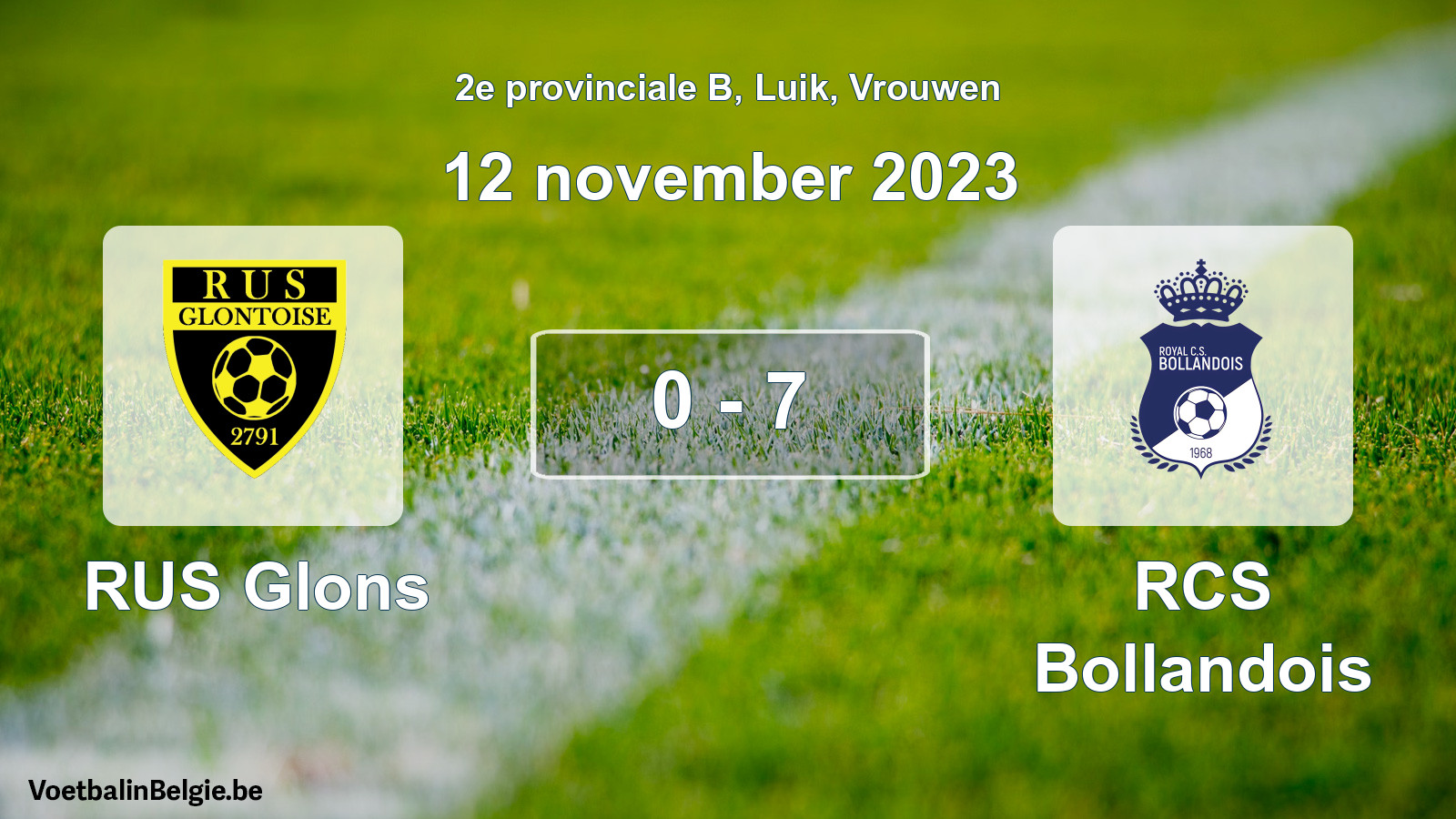 Played match women football: RUS Glons - RCS Bollandois 0 - 7 (12 November 2023)