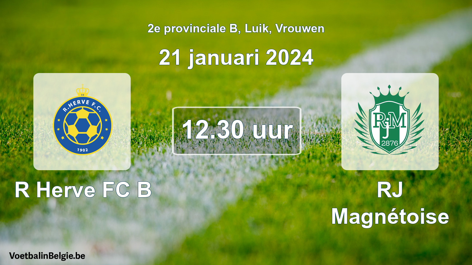 Match prévu football femmes: R Herve FC B - RJ Magnétoise (21 janvier 2024)