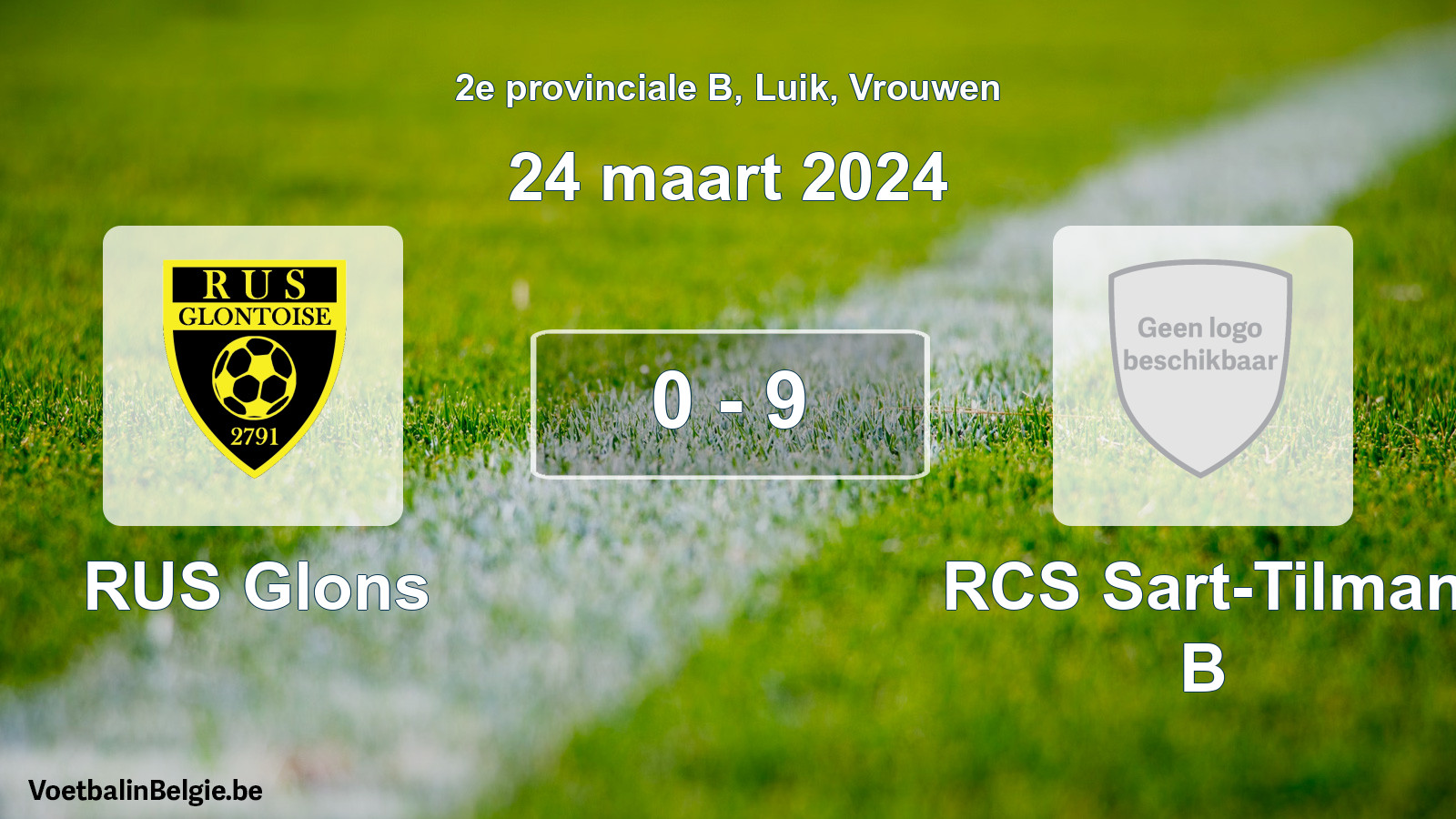 Gespeelde wedstrijd vrouwenvoetbal: RUS Glons - RCS Sart-Tilman B 0 - 9 (24 maart 2024)