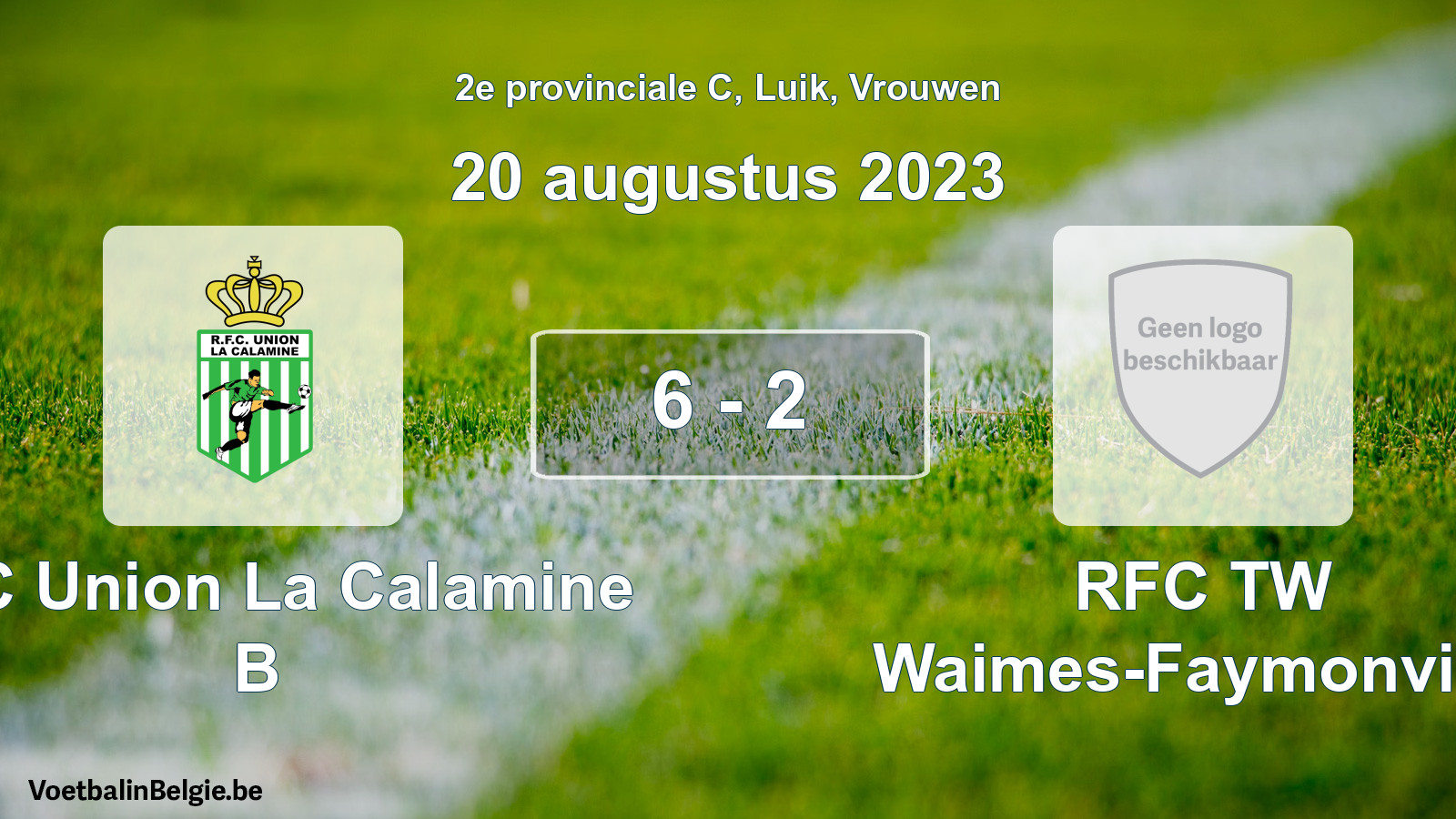 Gespeelde wedstrijd vrouwenvoetbal: RFC Union La Calamine B - RFC TW Waimes-Faymonville 6 - 2 (20 augustus 2023)