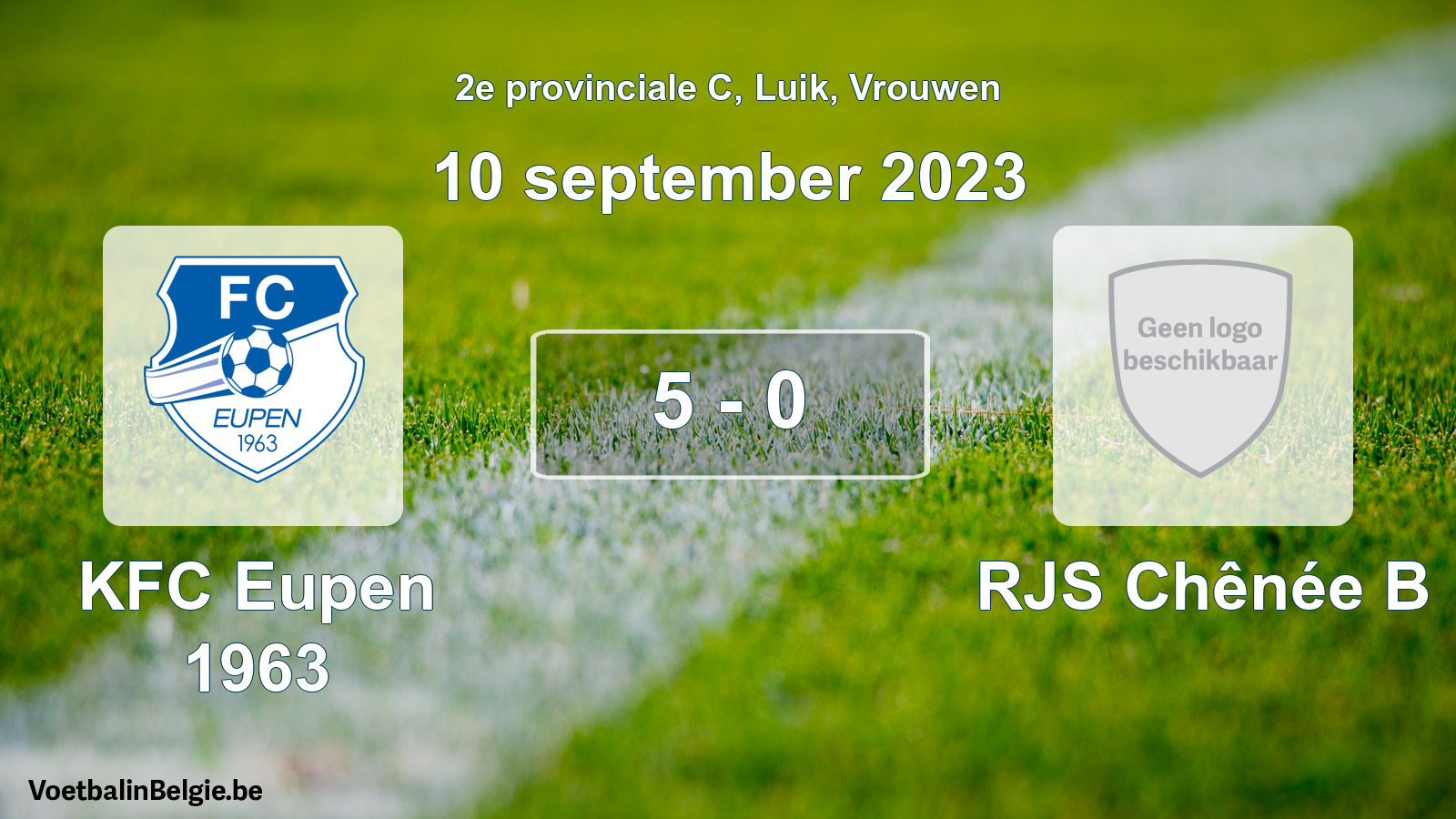 Gespeelde wedstrijd vrouwenvoetbal: KFC Eupen 1963 - RJS Chênée B 5 - 0 (10 september 2023)