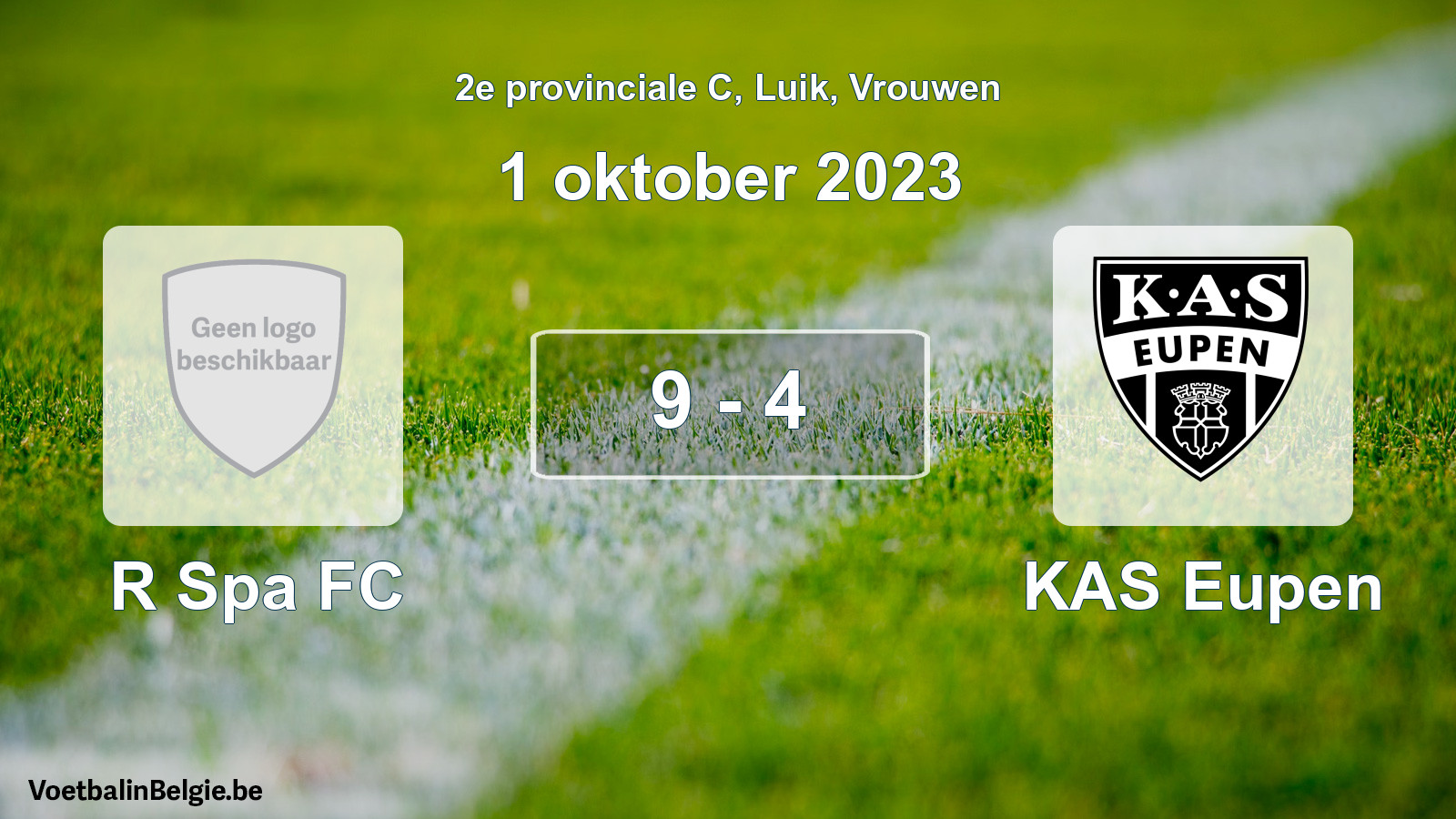 Gespeelde wedstrijd vrouwenvoetbal: R Spa FC - KAS Eupen 9 - 4 (1 oktober 2023)
