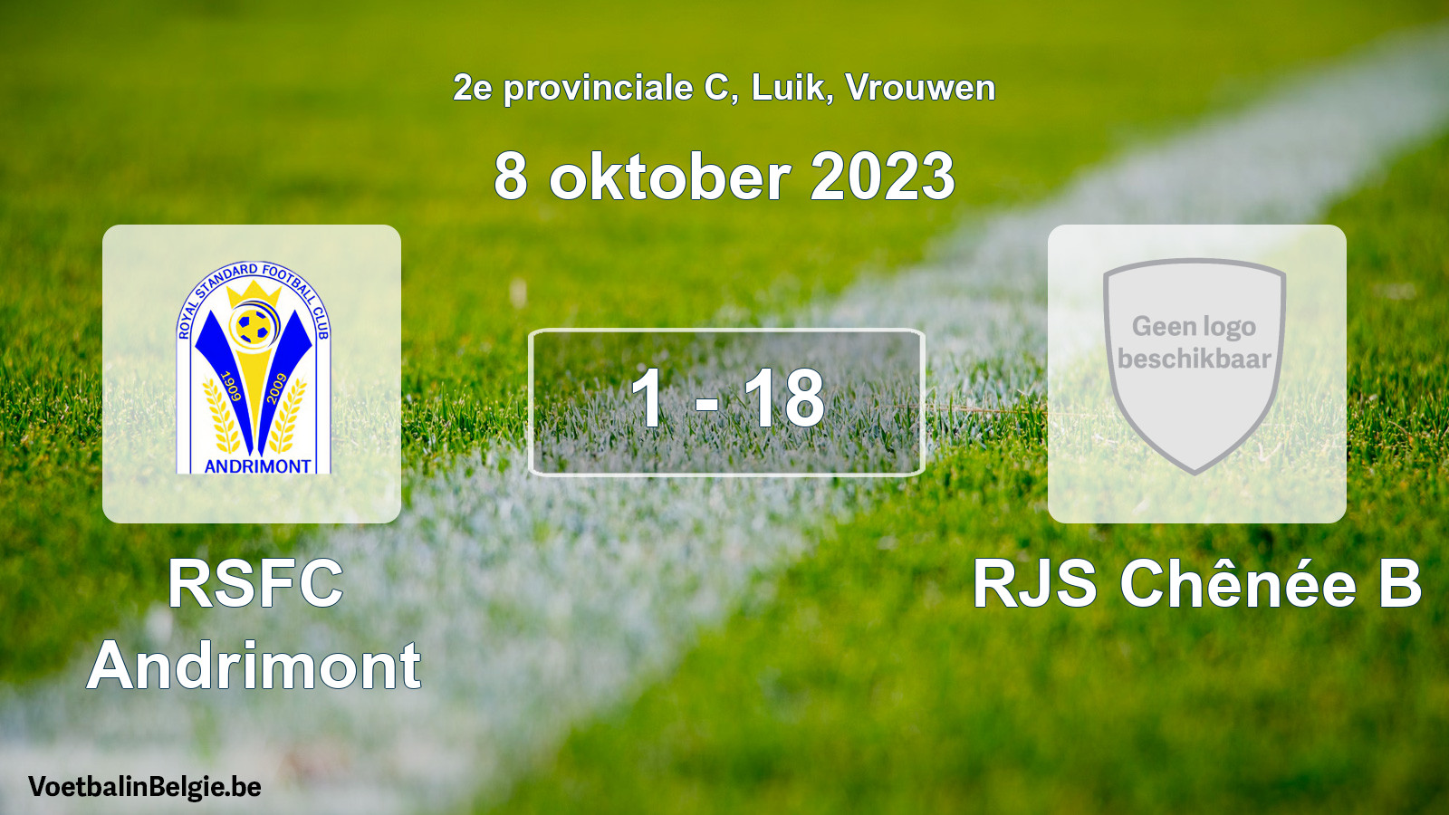 Gespeelde wedstrijd vrouwenvoetbal: RSFC Andrimont - RJS Chênée B 1 - 18 (8 oktober 2023)
