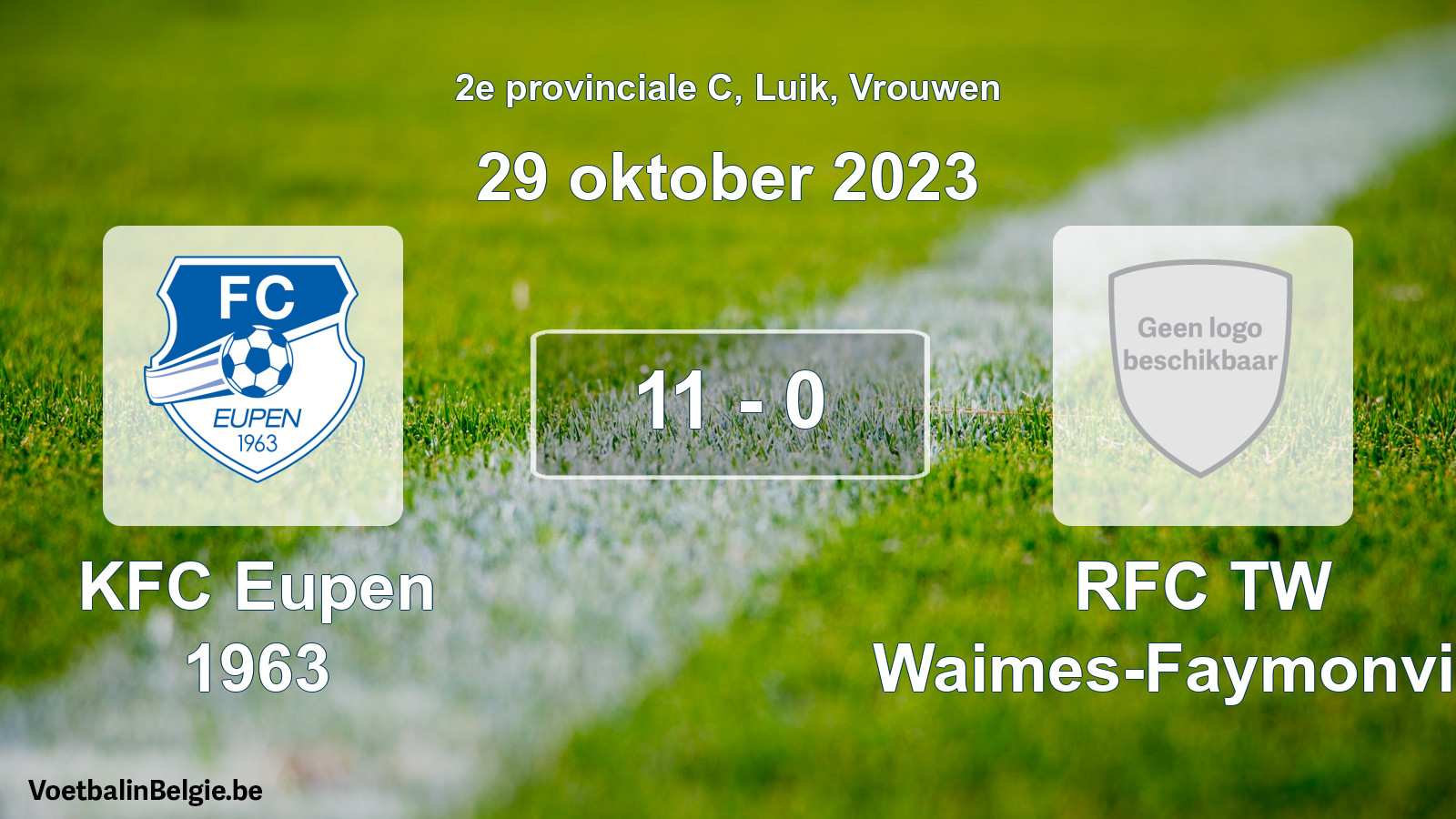 Gespeelde wedstrijd vrouwenvoetbal: KFC Eupen 1963 - RFC TW Waimes-Faymonville 11 - 0 (29 oktober 2023)