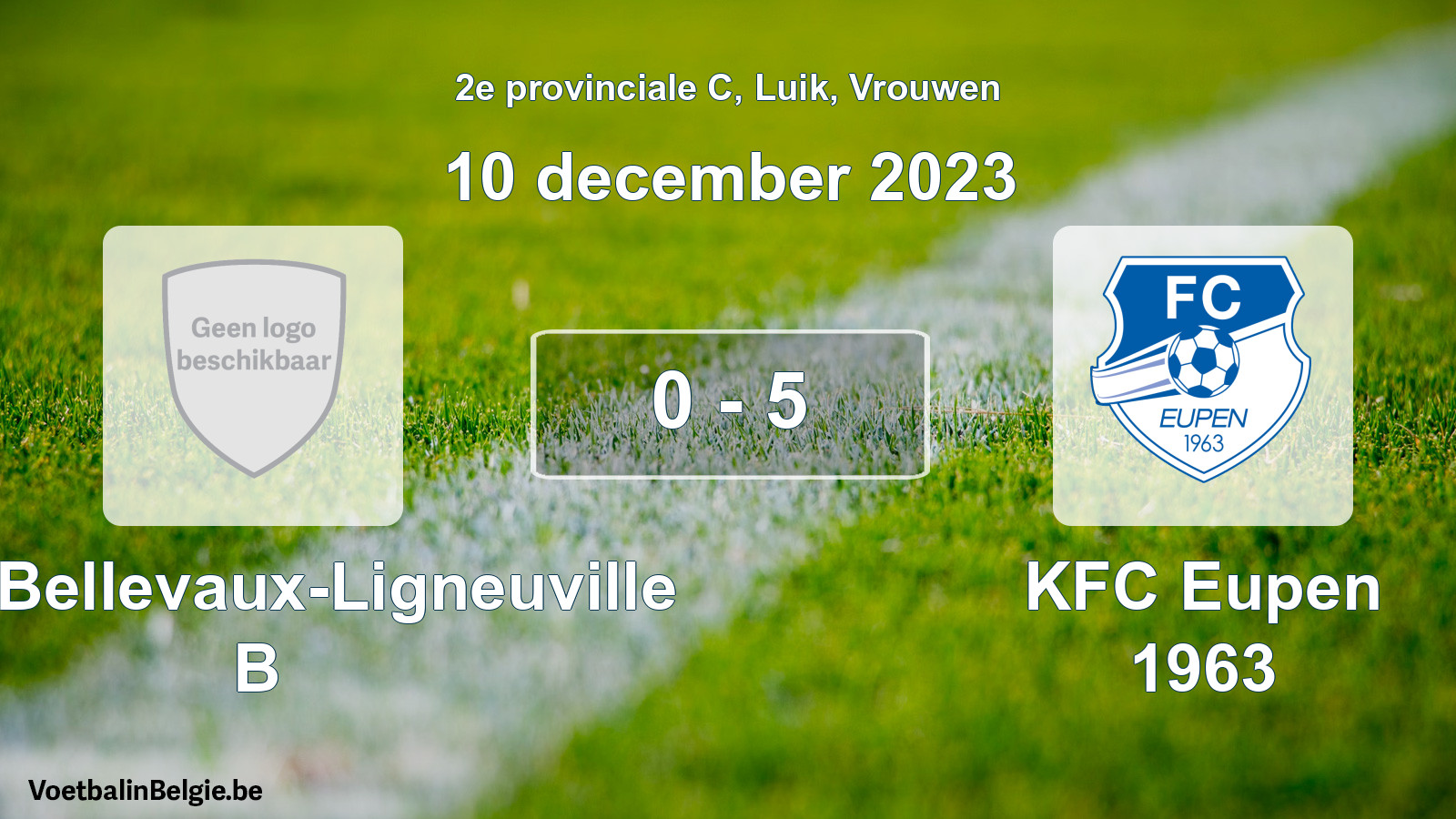 Gespeelde wedstrijd vrouwenvoetbal: RCS Bellevaux-Ligneuville B - KFC Eupen 1963 0 - 5 (10 december 2023)