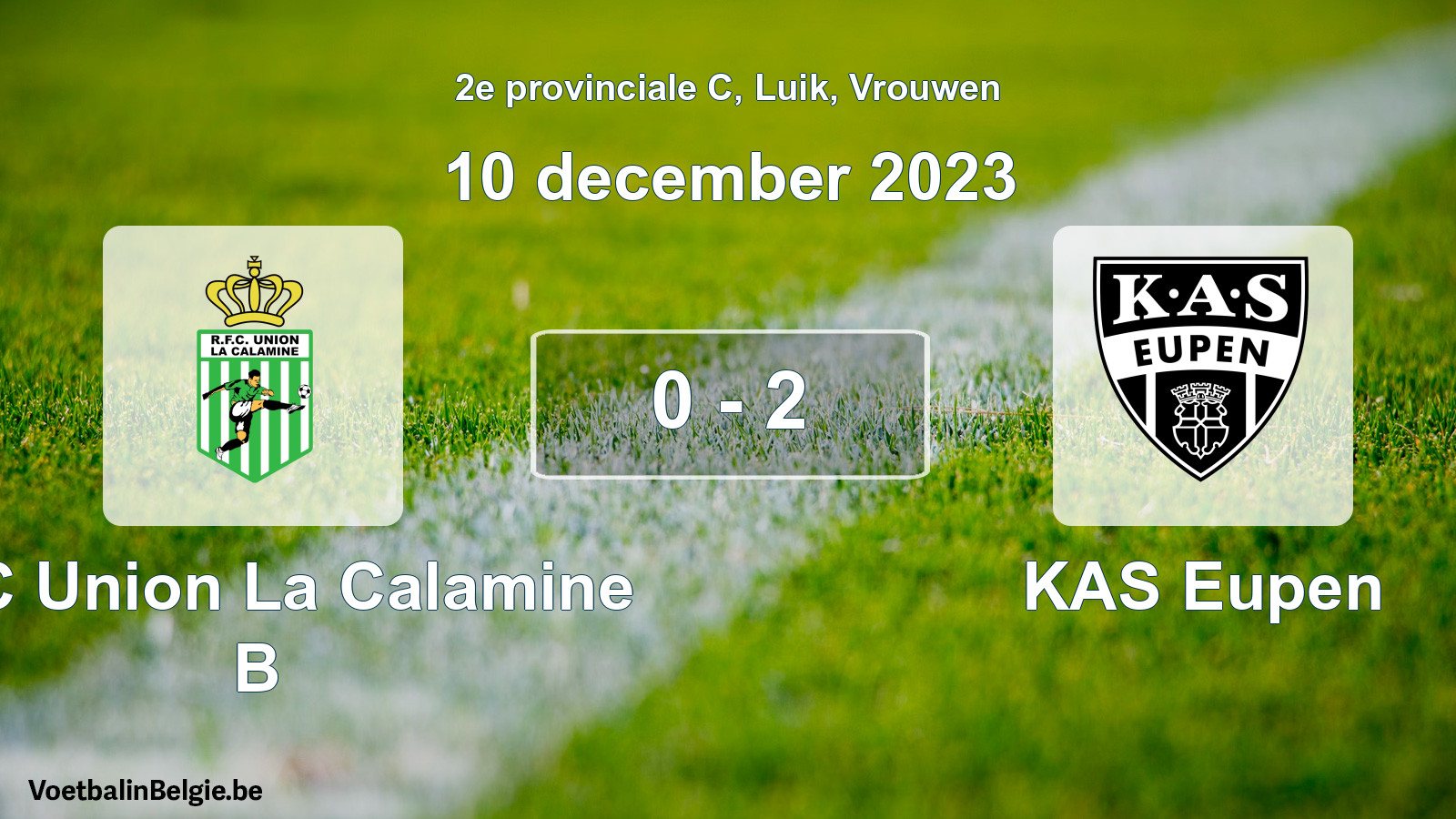 Gespeelde wedstrijd vrouwenvoetbal: RFC Union La Calamine B - KAS Eupen 0 - 2 (10 december 2023)