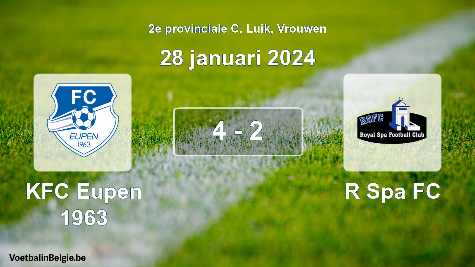 Played match women football: KFC Eupen 1963 - R Spa FC 4 - 2 (28 January 2024)