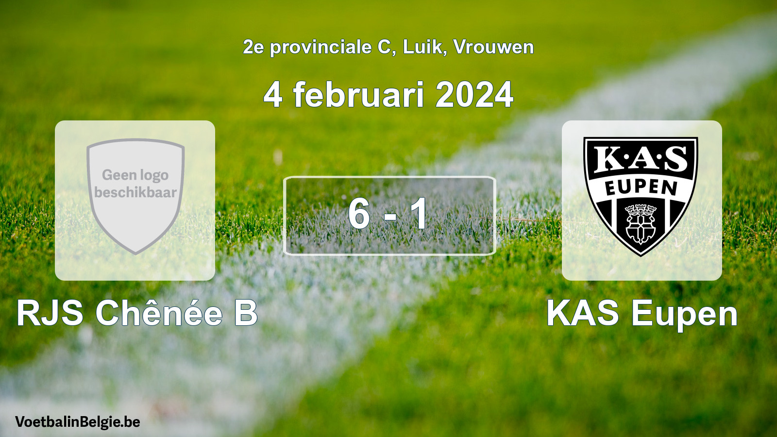 Gespeelde wedstrijd vrouwenvoetbal: RJS Chênée B - KAS Eupen 6 - 1 (4 februari 2024)