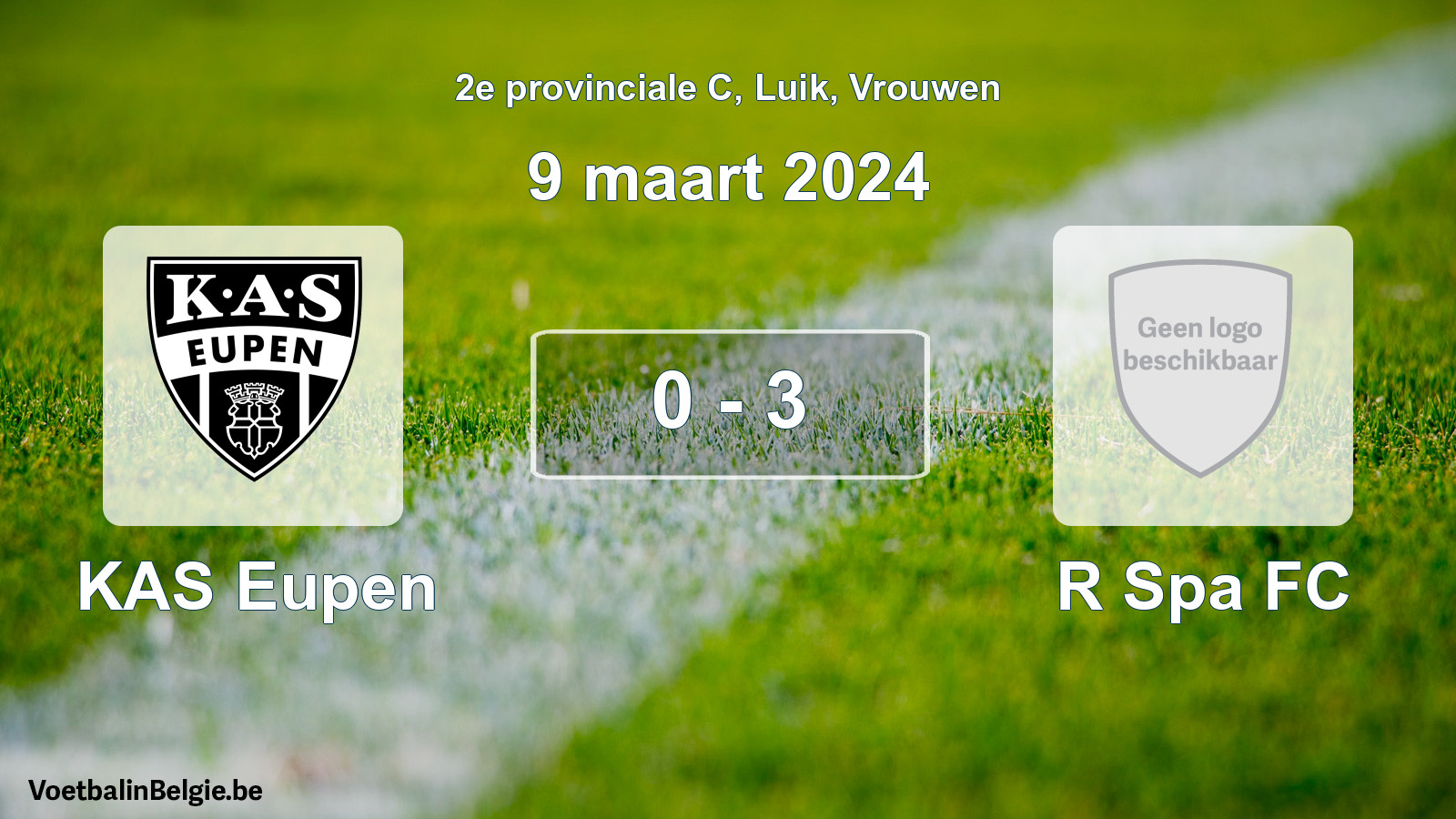 Gespeelde wedstrijd vrouwenvoetbal: KAS Eupen - R Spa FC 0 - 3 (9 maart 2024)