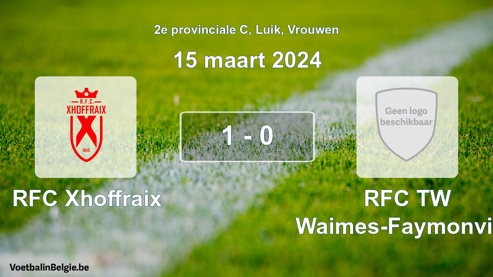 Gespeelde wedstrijd vrouwenvoetbal: RFC Xhoffraix - RFC TW Waimes-Faymonville 1 - 0 (15 maart 2024)