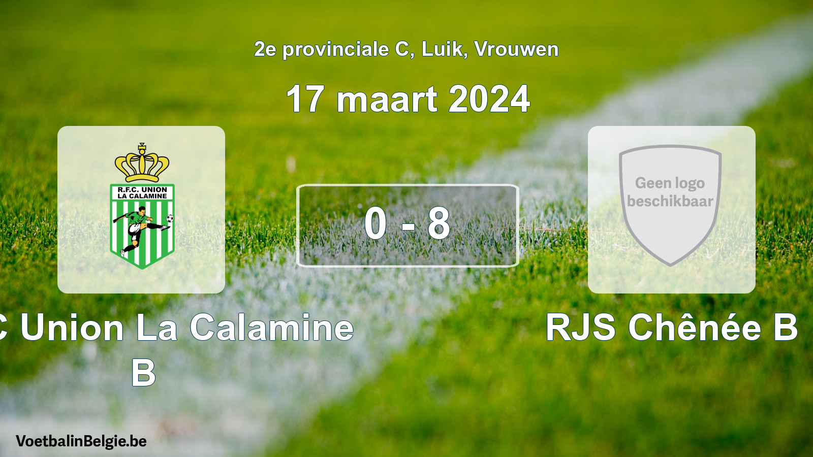 Gespeelde wedstrijd vrouwenvoetbal: RFC Union La Calamine B - RJS Chênée B 0 - 8 (17 maart 2024)