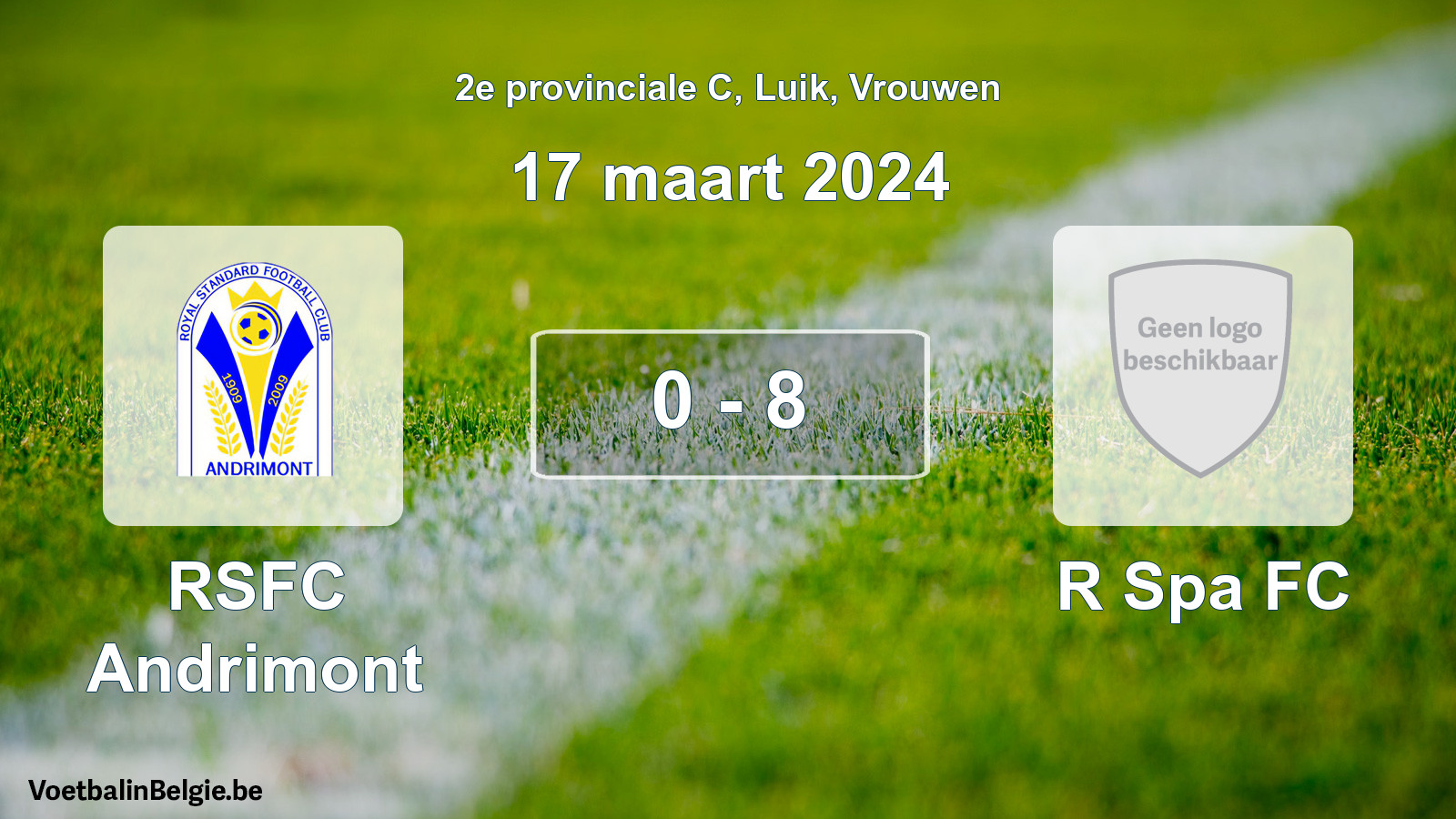 Gespeelde wedstrijd vrouwenvoetbal: RSFC Andrimont - R Spa FC 0 - 8 (17 maart 2024)