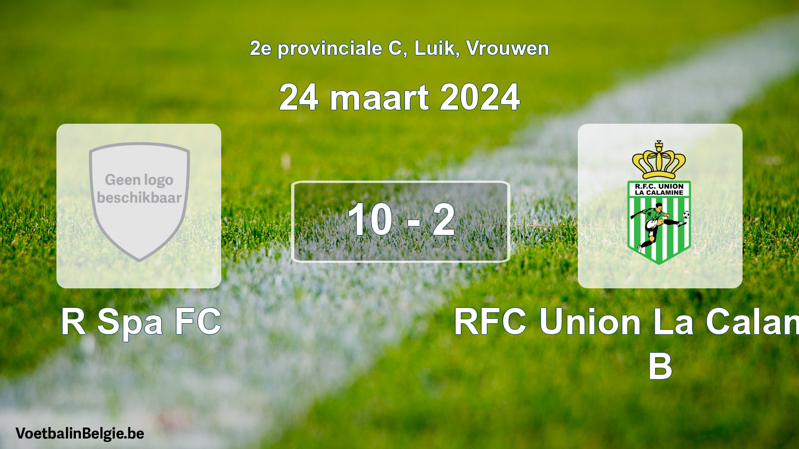 Gespeelde wedstrijd vrouwenvoetbal: R Spa FC - RFC Union La Calamine B 10 - 2 (24 maart 2024)